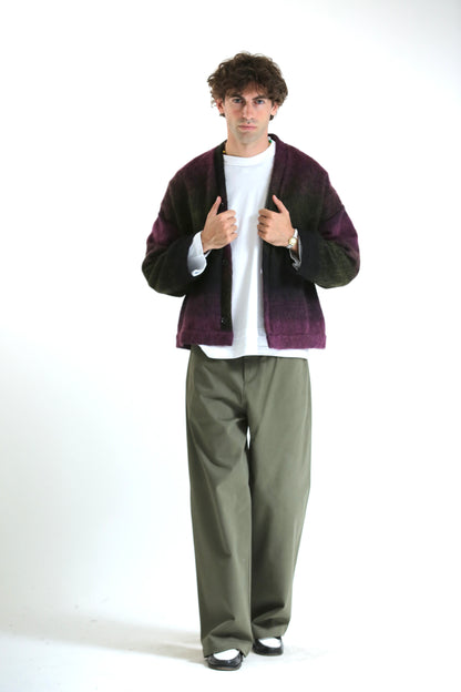 Cardigan mohair viola nero verde