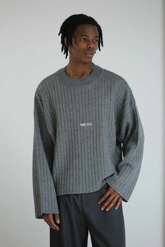 Maglione crop logo grigio