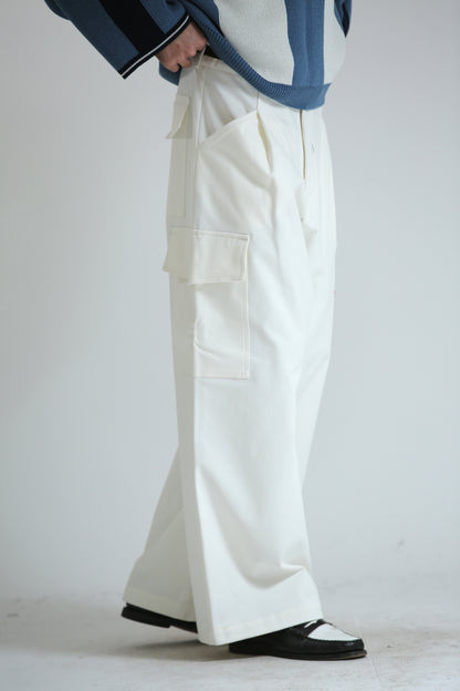 Pantalone tasconato bianco cotone