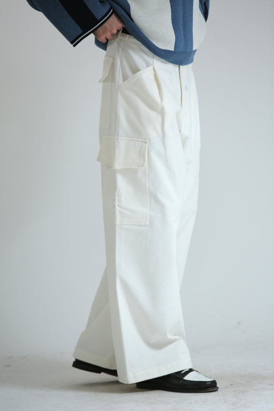 Pantalone tasconato bianco cotone