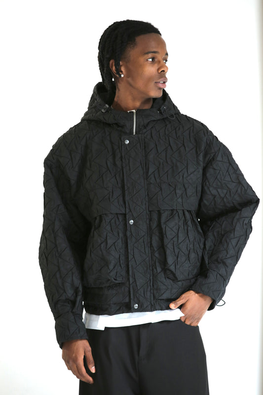 Bomber crop trapuntato nero