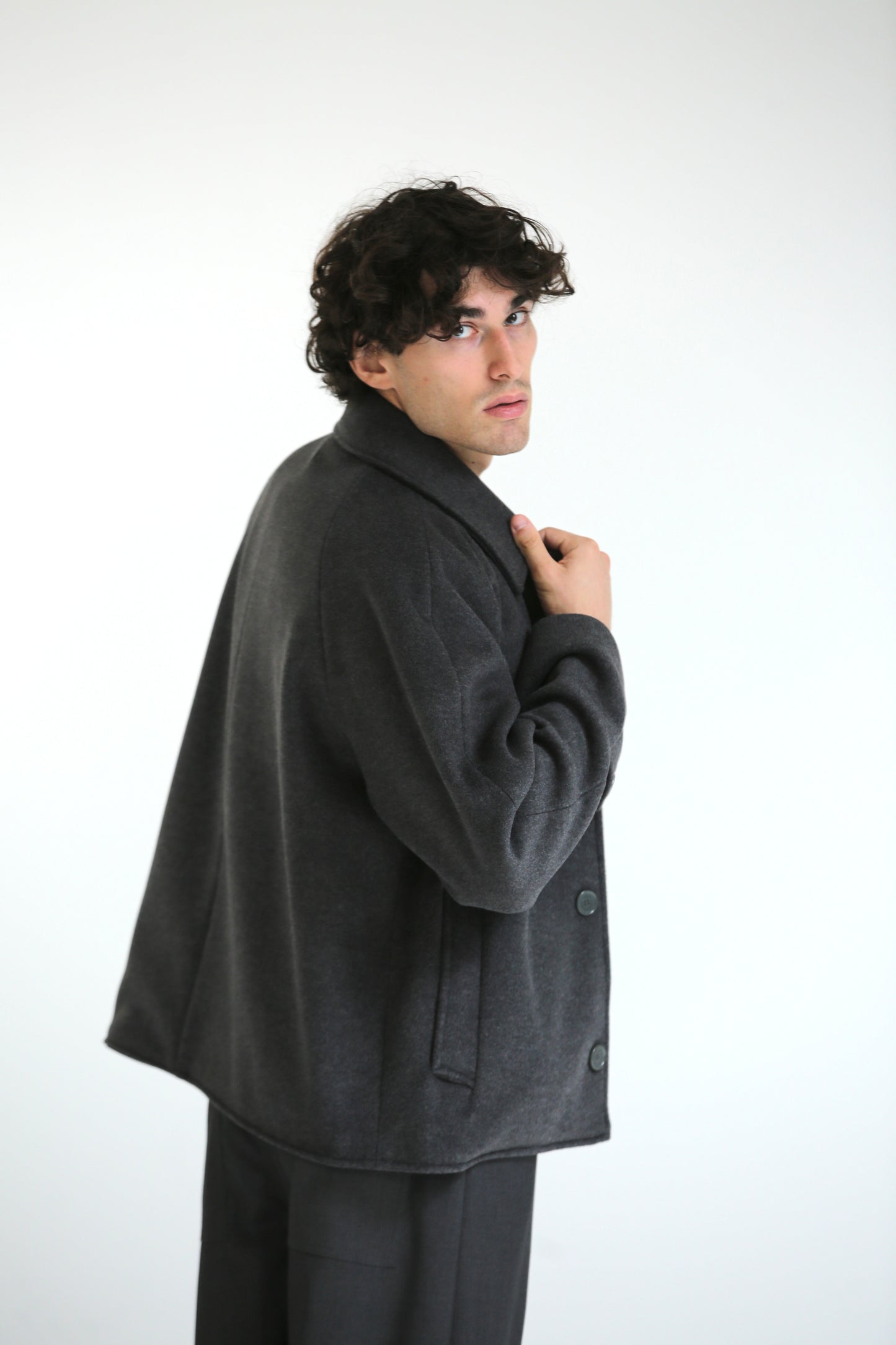 Cappotto lungo/corto panno grigio