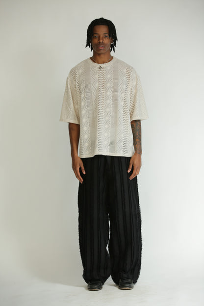 T-shirt traforata crop manica 3/4 bianca