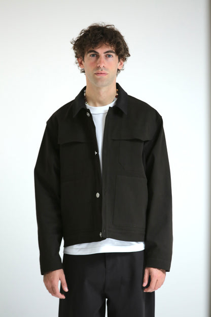 Work jacket collo contrasto moro