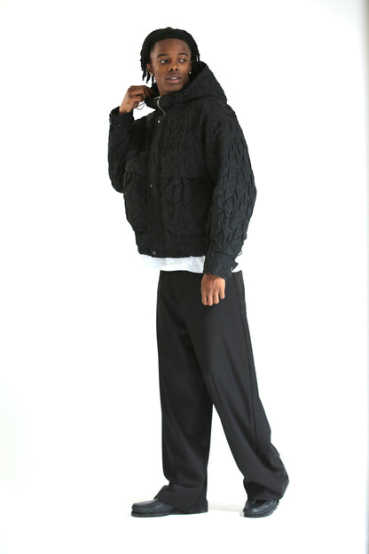 Bomber crop trapuntato nero