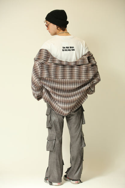 Camicia crop check grigia