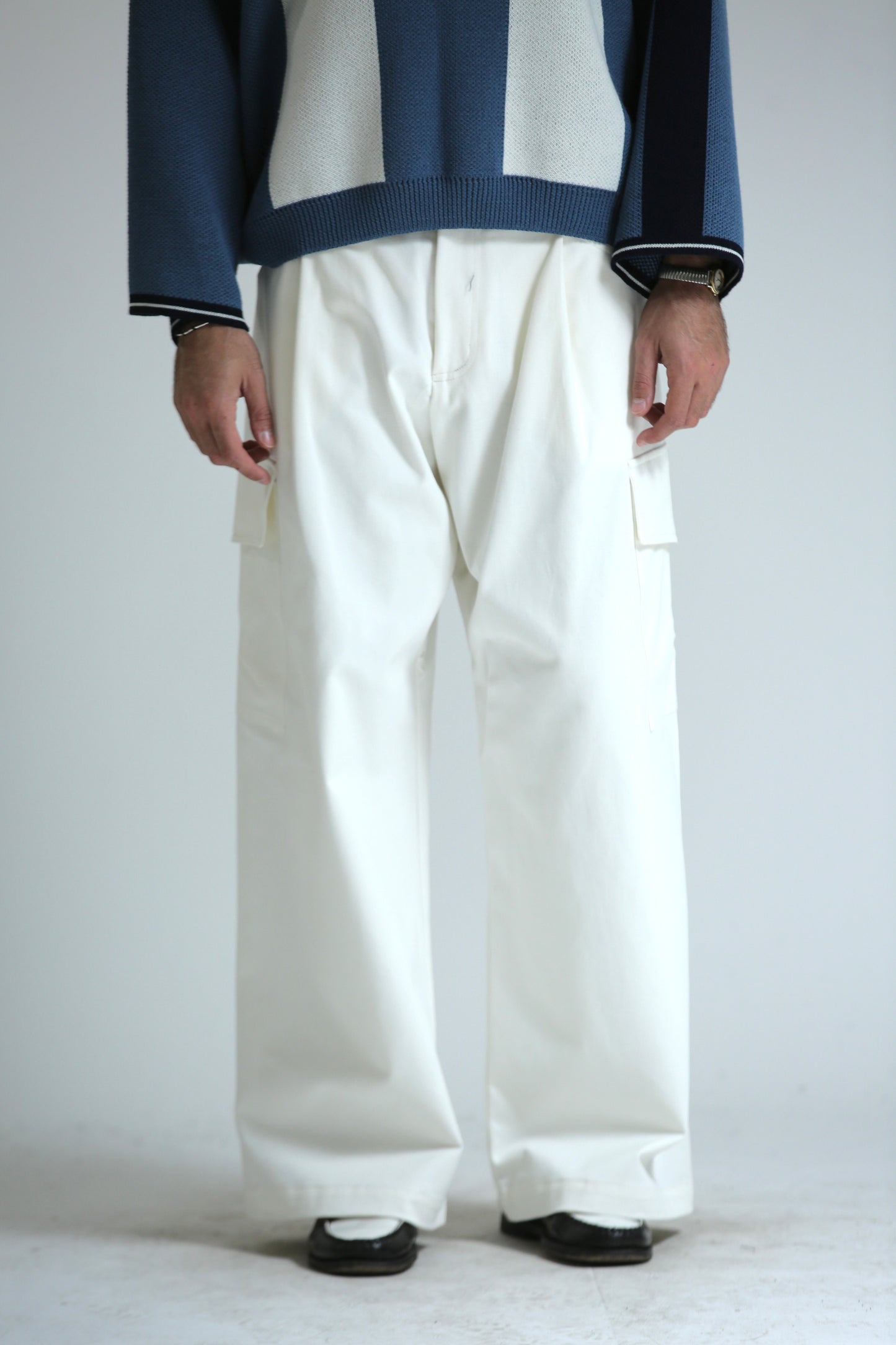 Pantalone tasconato bianco cotone