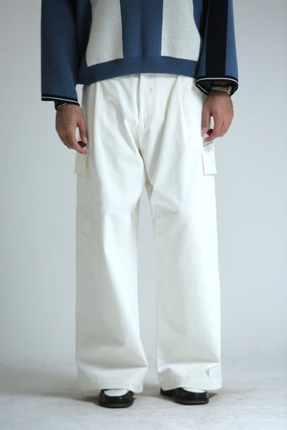 Pantalone tasconato bianco cotone