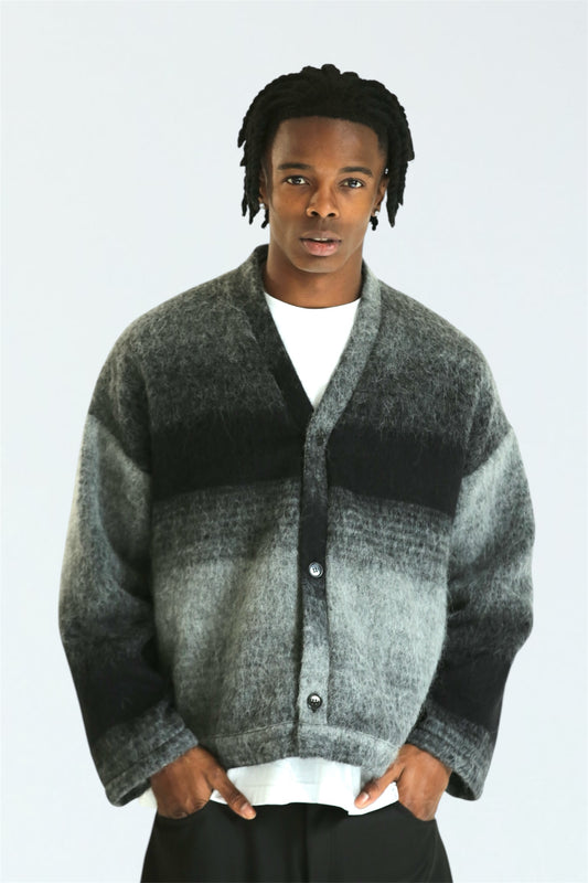 Cardigan mohair grigio nero