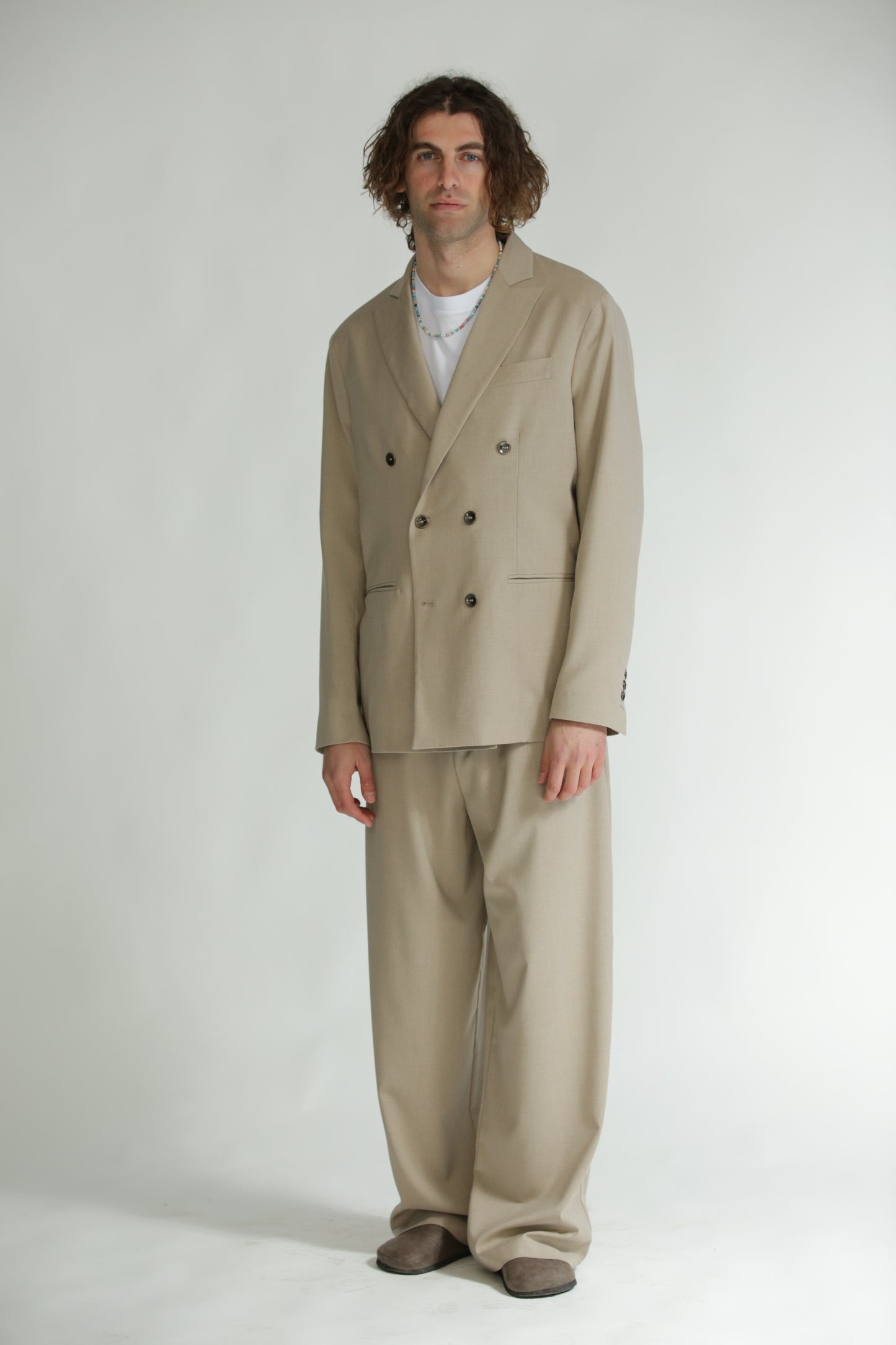 Giacca doppiopetto beige
