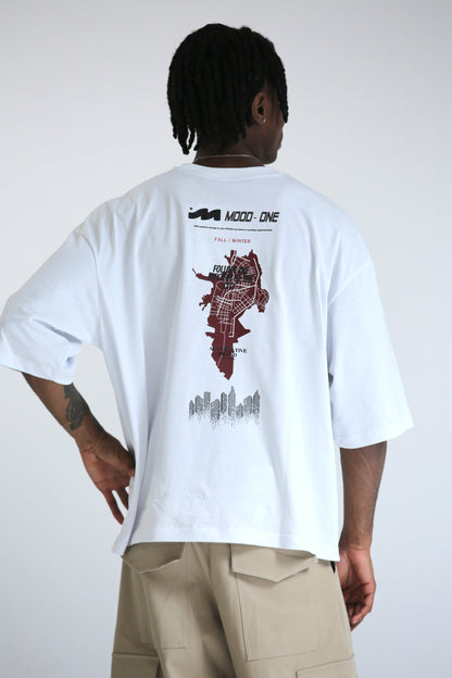 T-shirt city bianca manica 3/4