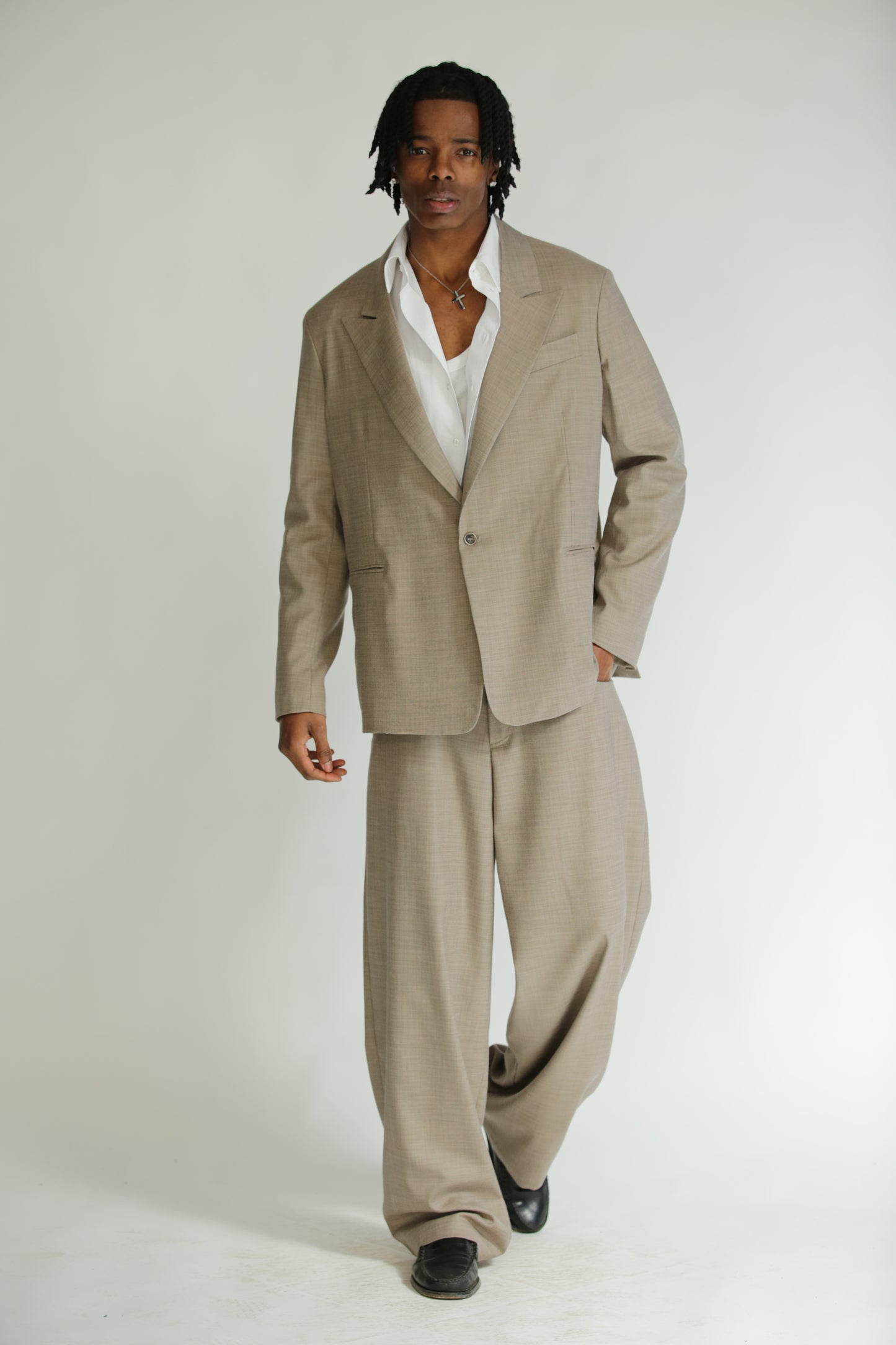 Giacca monopetto Over beige