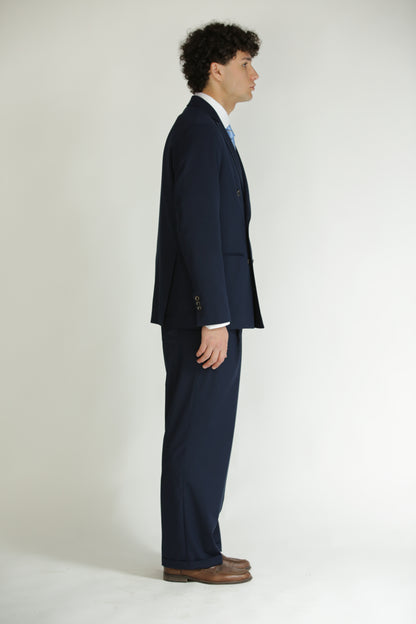 Pantalone vita alta fondo largo blu