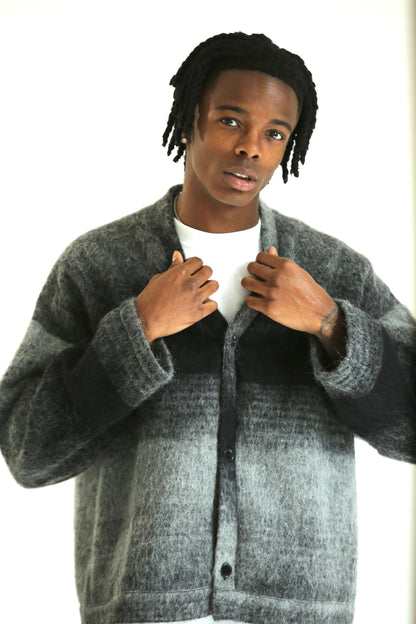 Cardigan mohair grigio nero