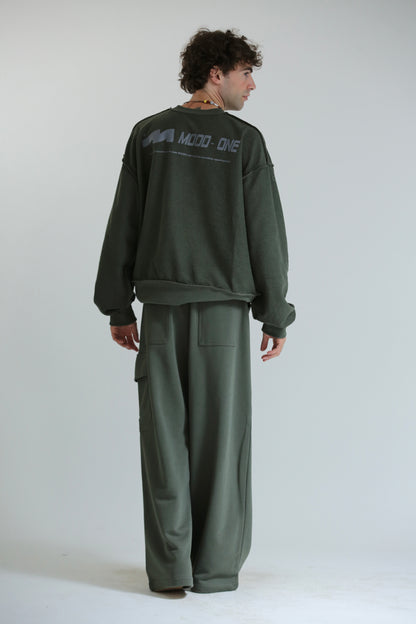 Felpa crop REVERSIBILE verde