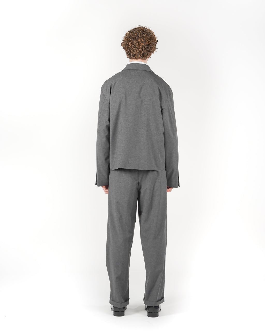 Giacca full zip grigia fresco lana