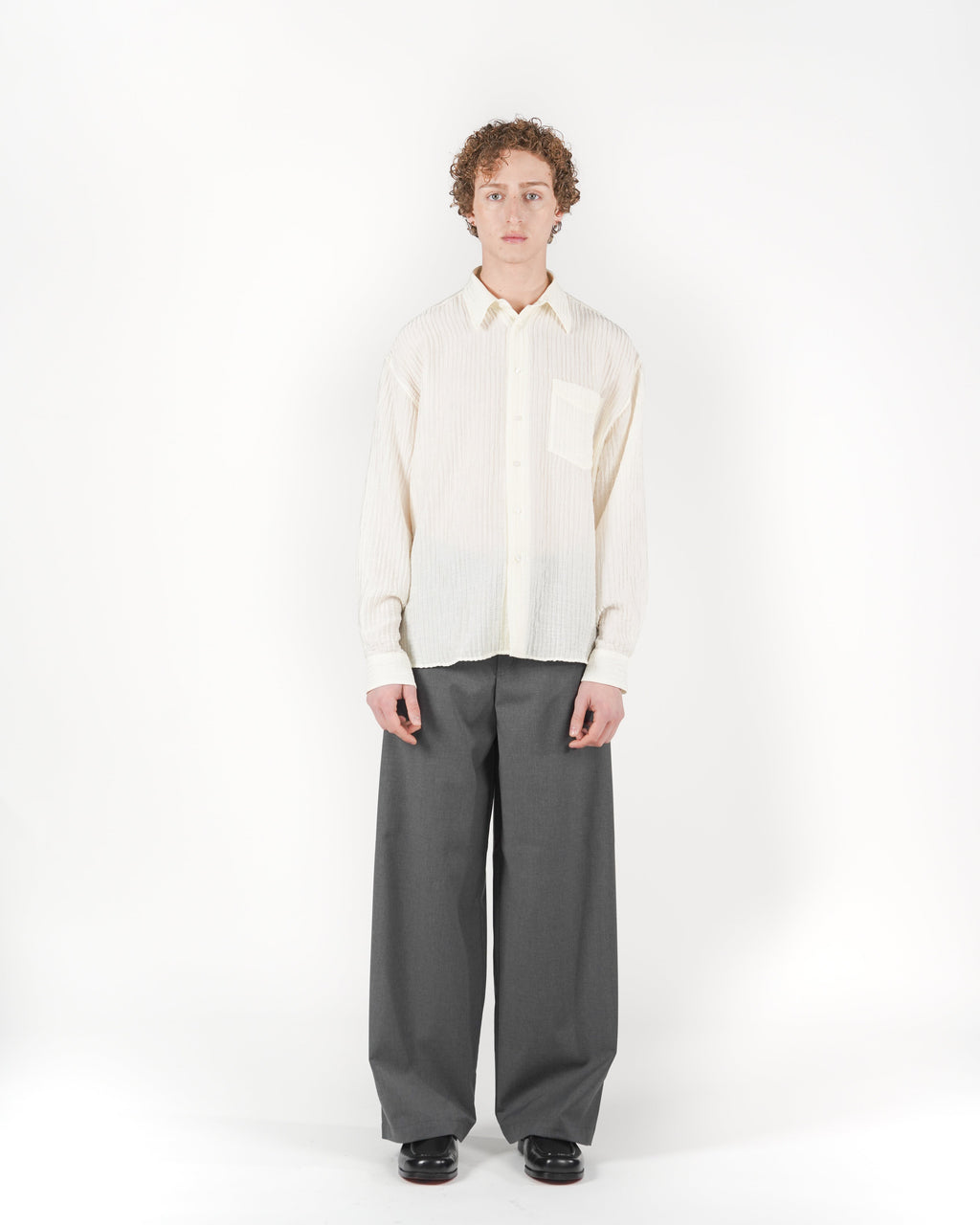 Pantalone baggy sartoriale grigio fresco lana