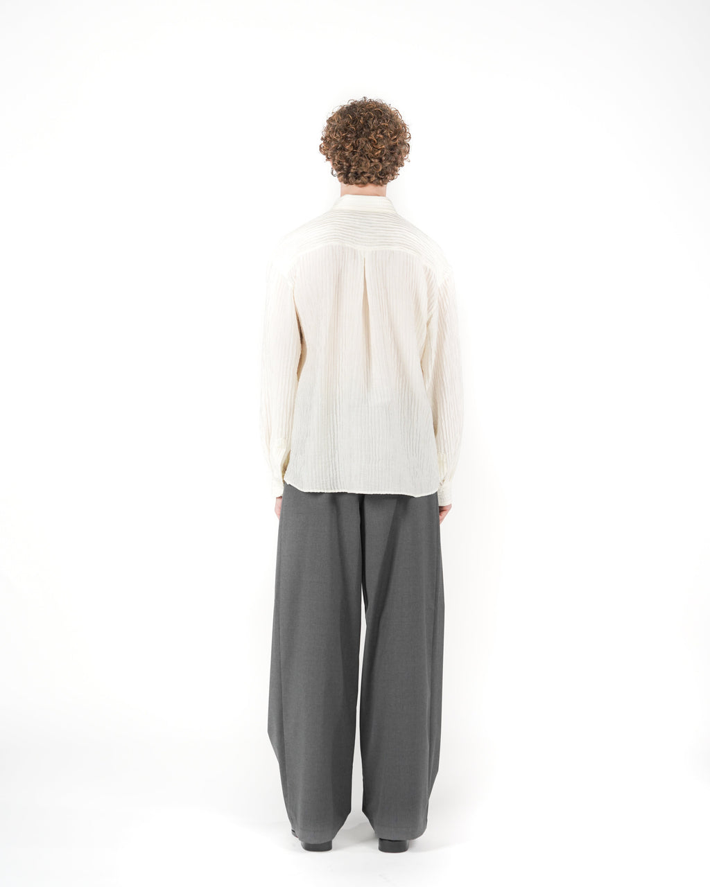 Pantalone baggy sartoriale grigio fresco lana