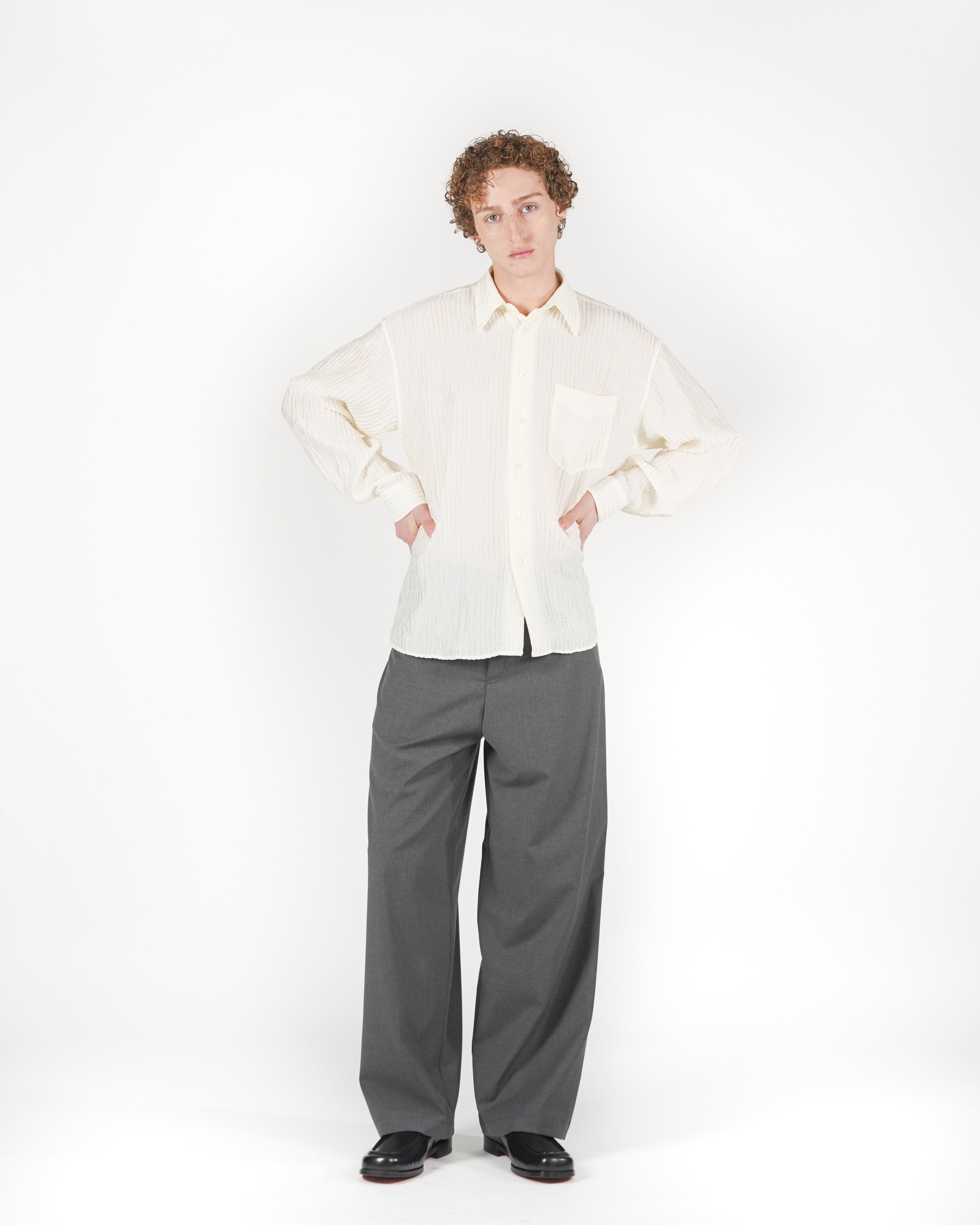 Pantalone baggy sartoriale grigio fresco lana