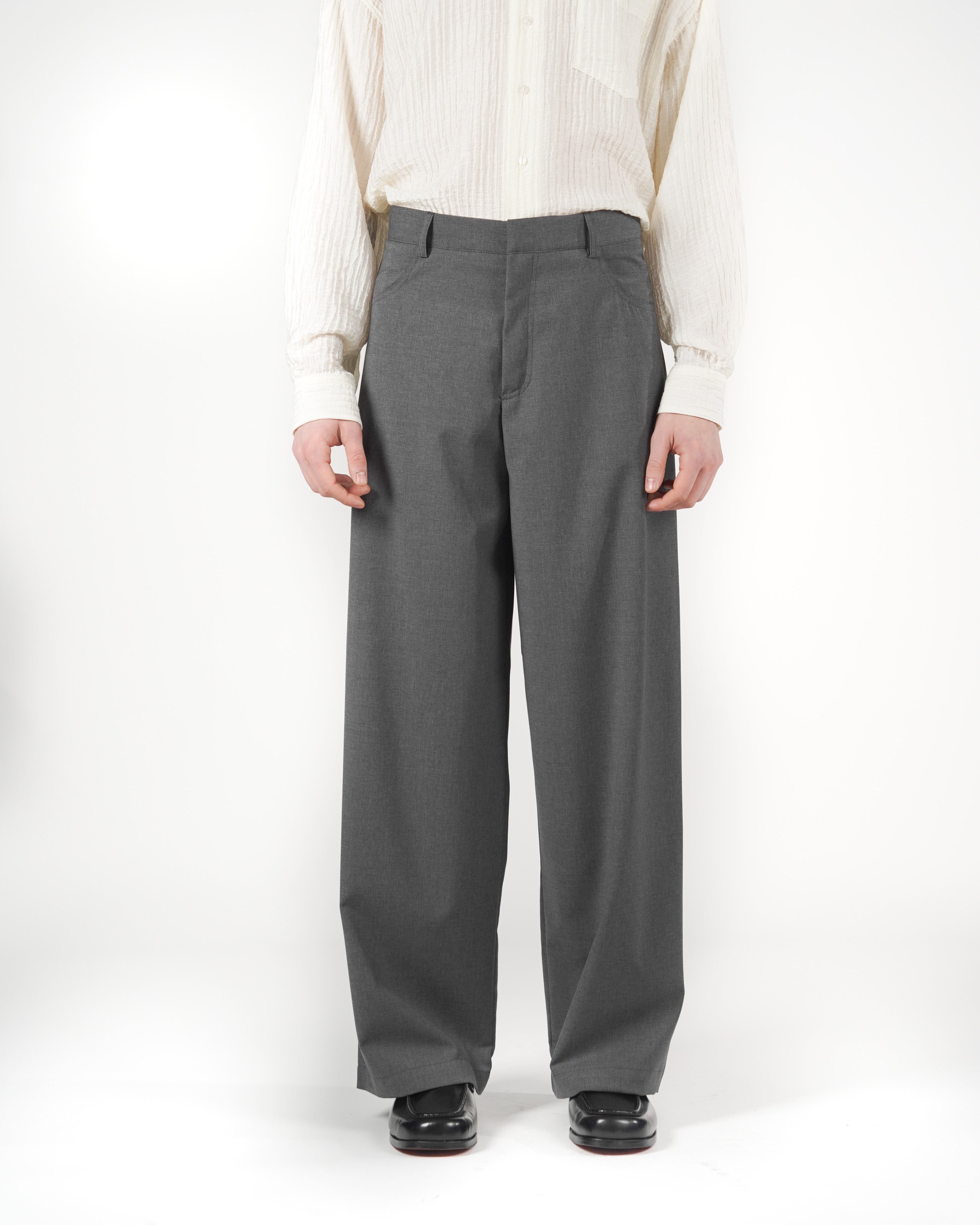 Pantalone baggy sartoriale grigio fresco lana