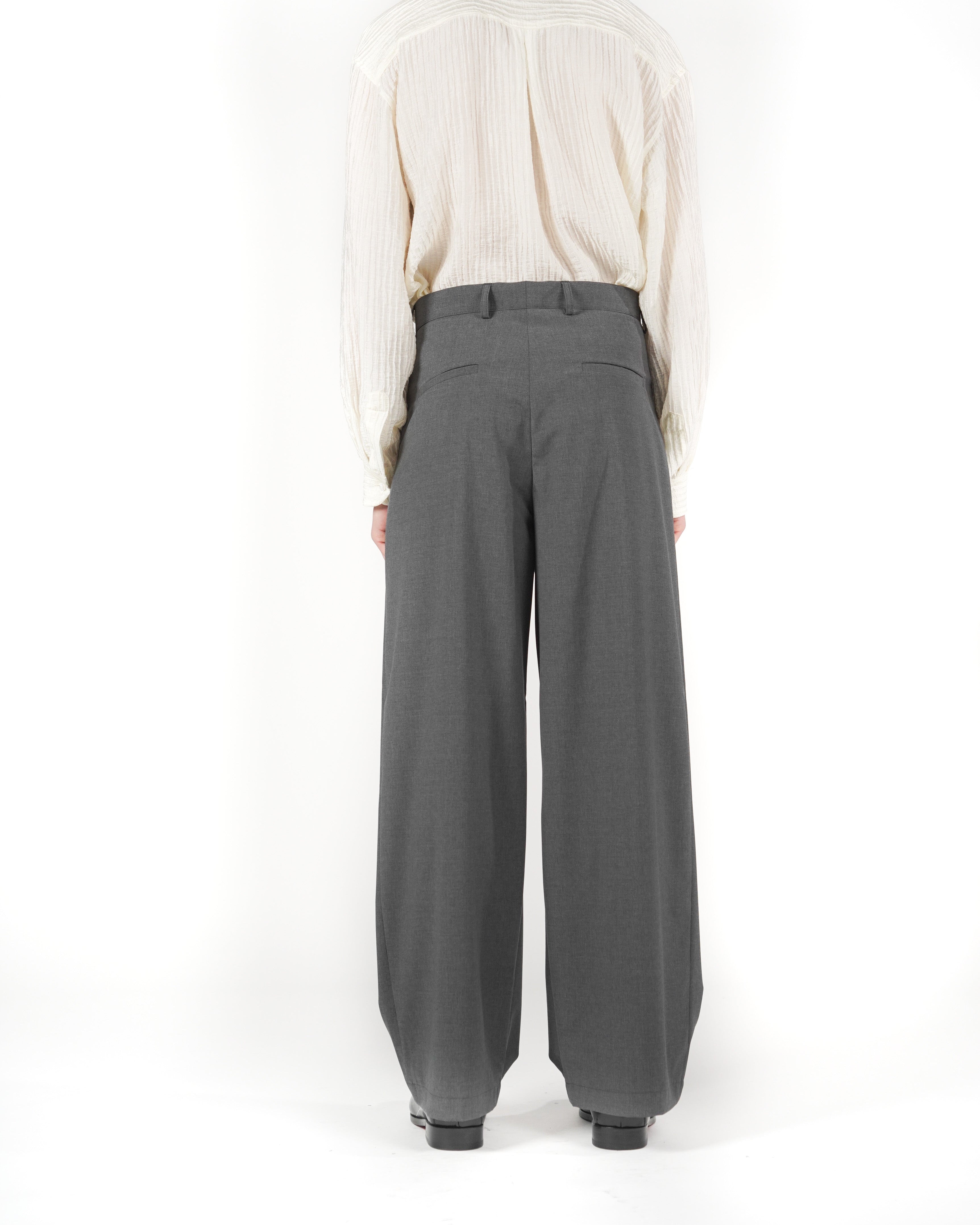 Pantalone baggy sartoriale grigio fresco lana