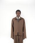 Giacca full zip marrone fresco lana
