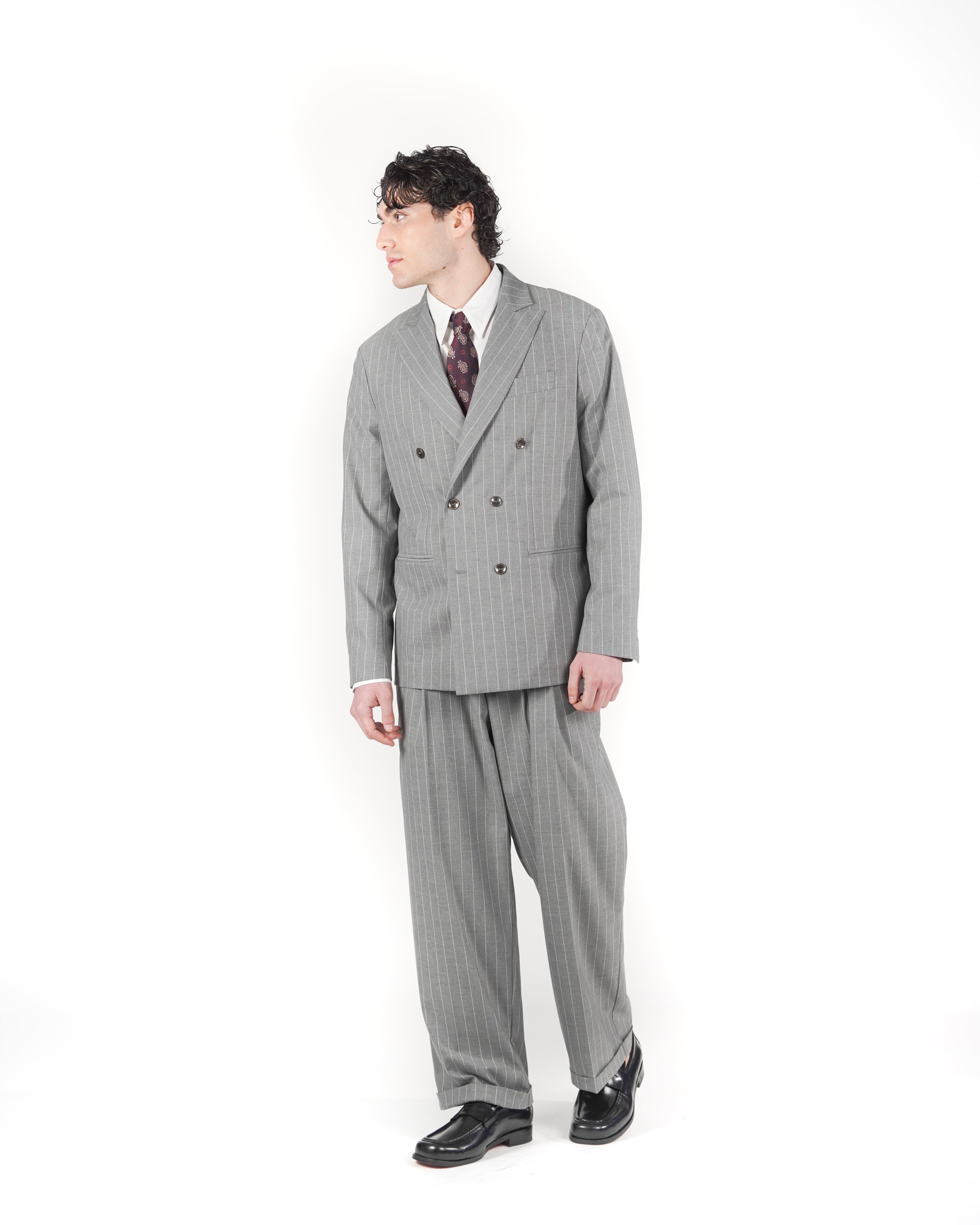 Giacca doppiopetto gessato grigio