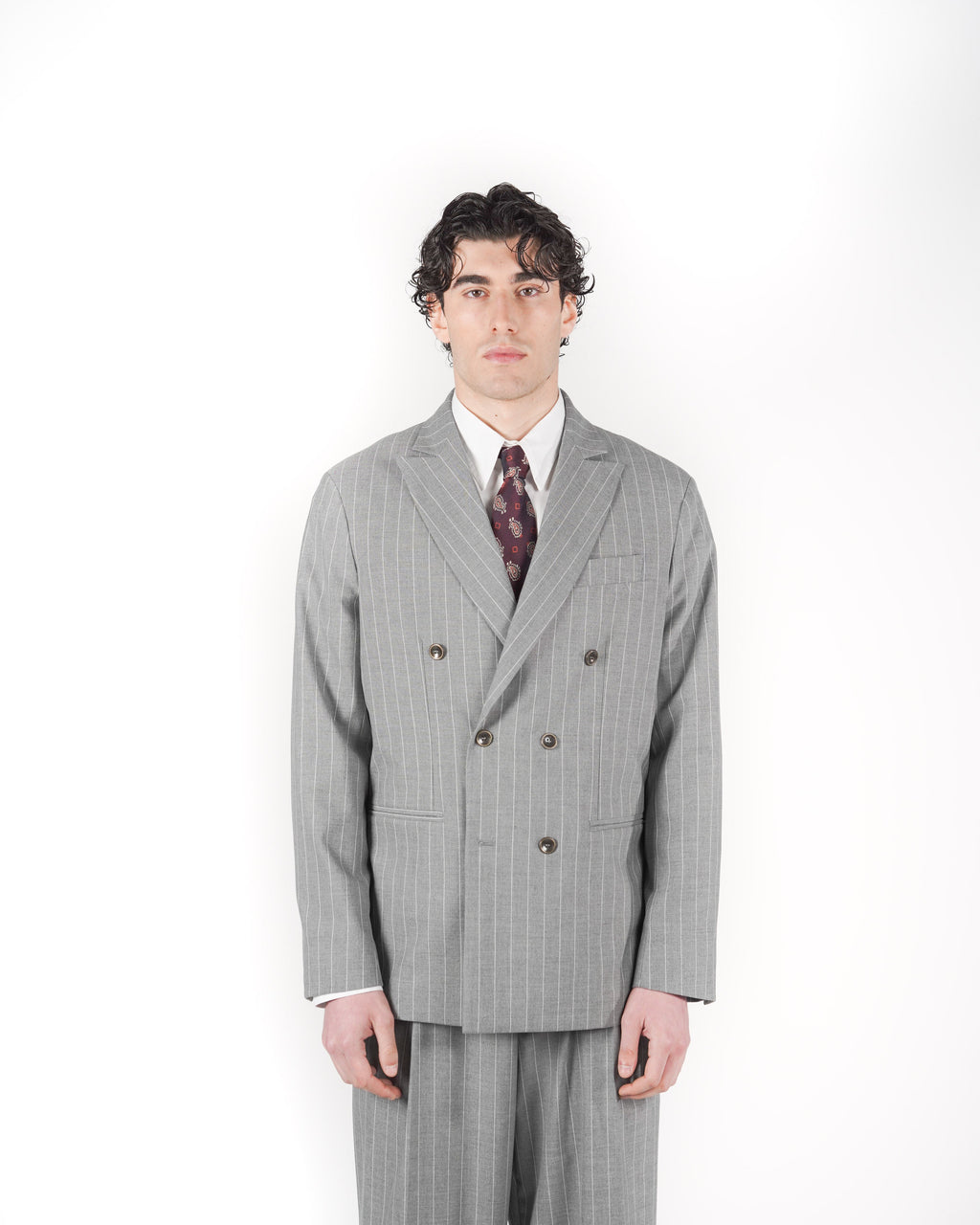 Giacca doppiopetto gessato grigio