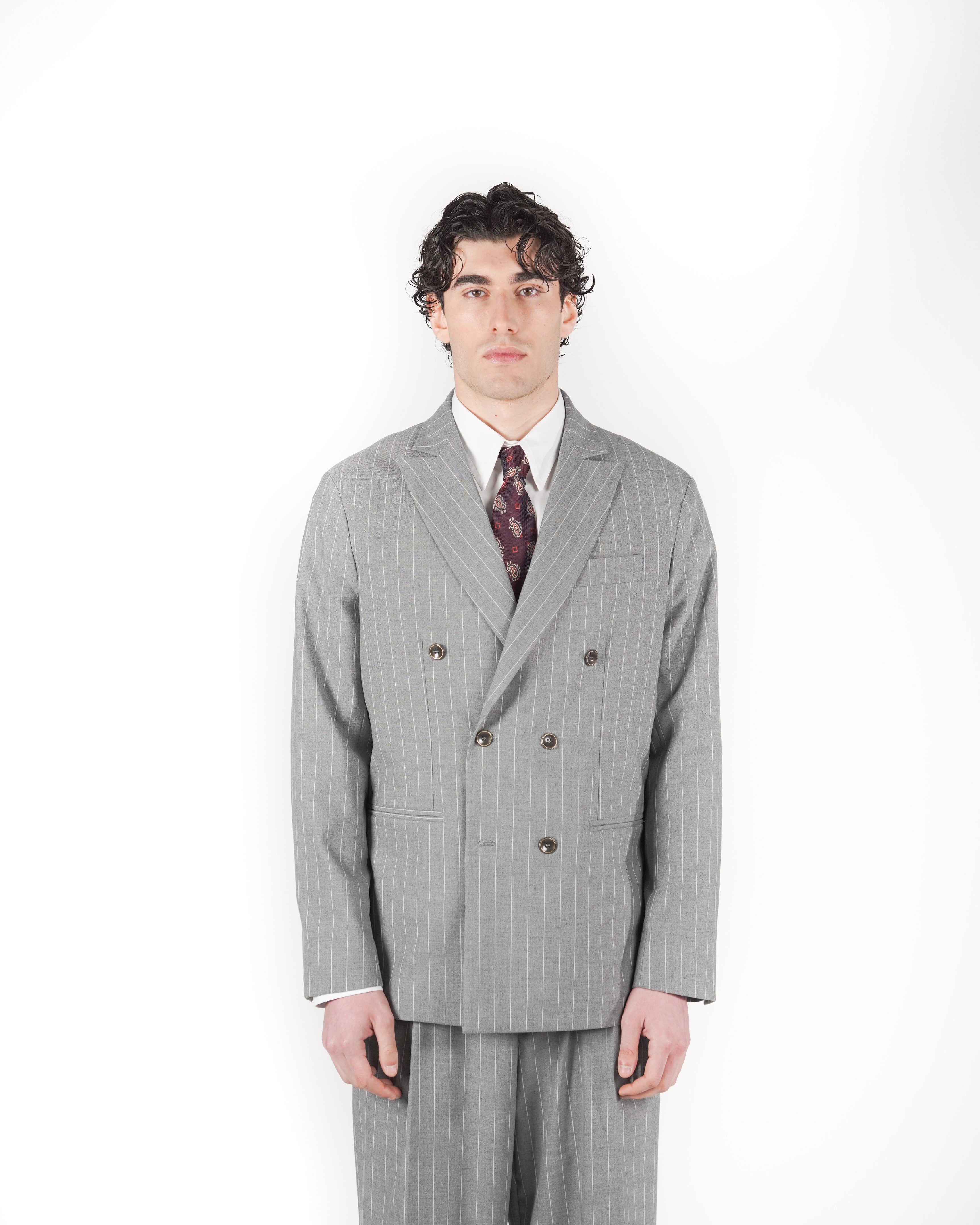 Giacca doppiopetto gessato grigio