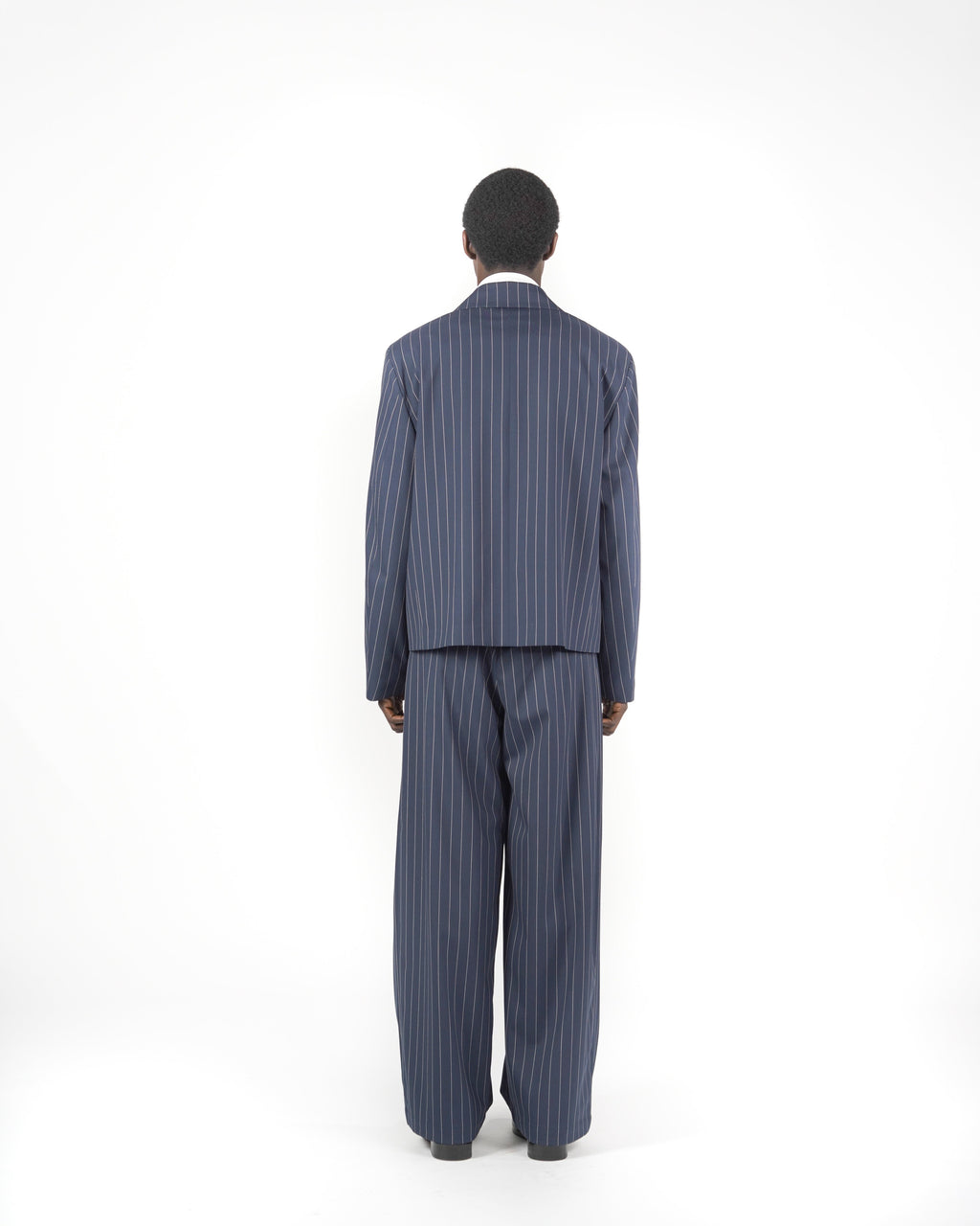 Pantalone baggy sartoriale gessato blu
