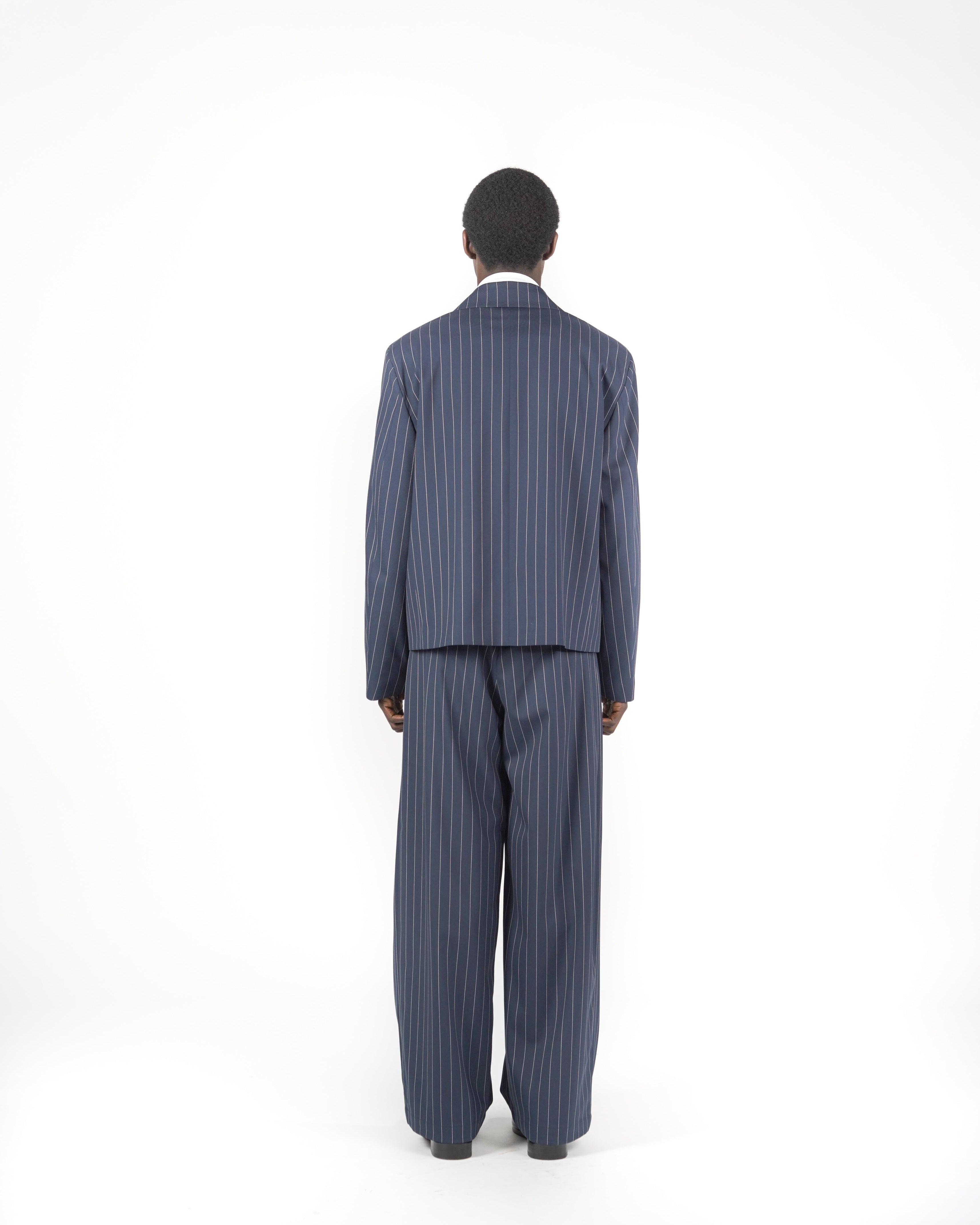 Pantalone baggy sartoriale gessato blu