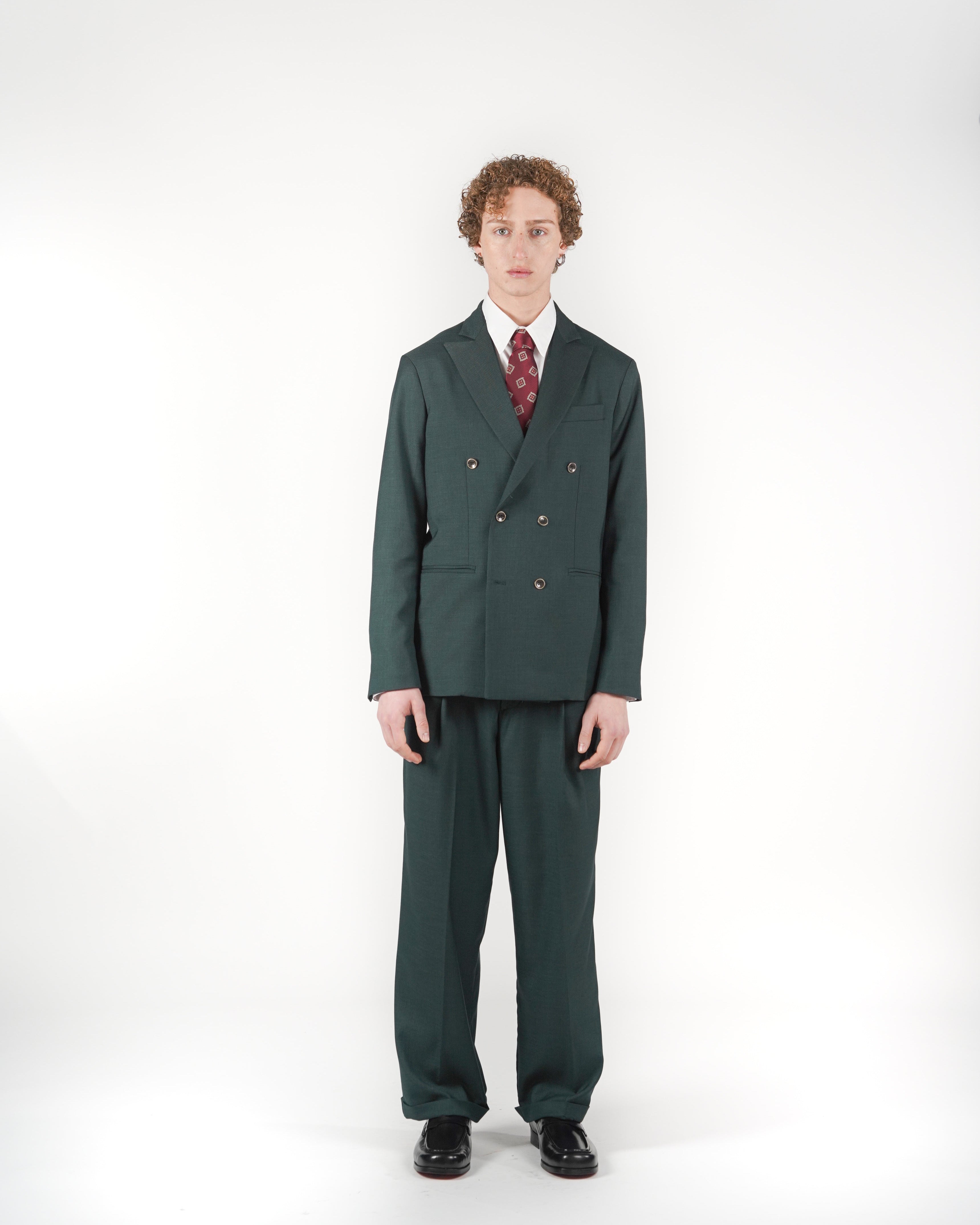 Pantalone loose fit sartoriale verde melange