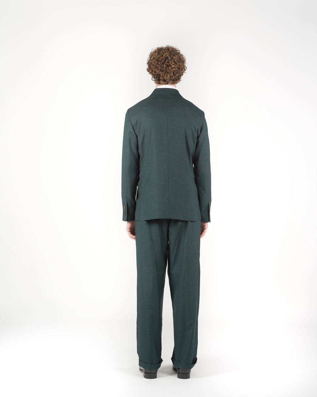 Pantalone loose fit sartoriale verde melange