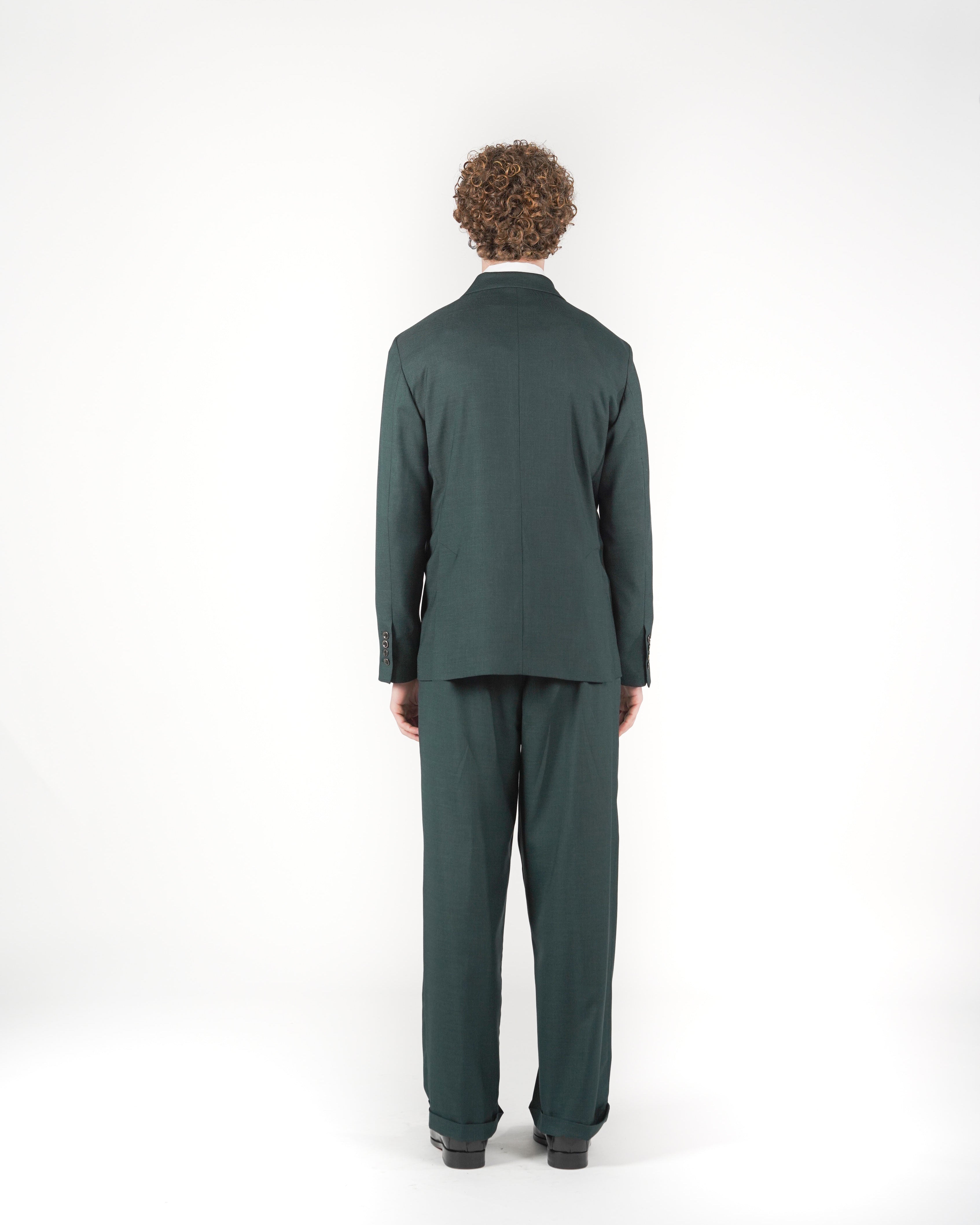 Pantalone loose fit sartoriale verde melange