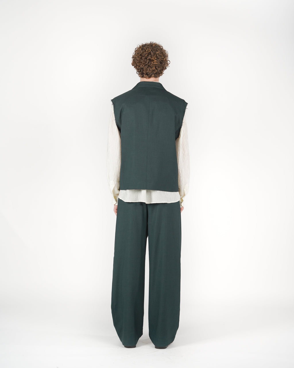 Pantalone baggy sartoriale verde melange