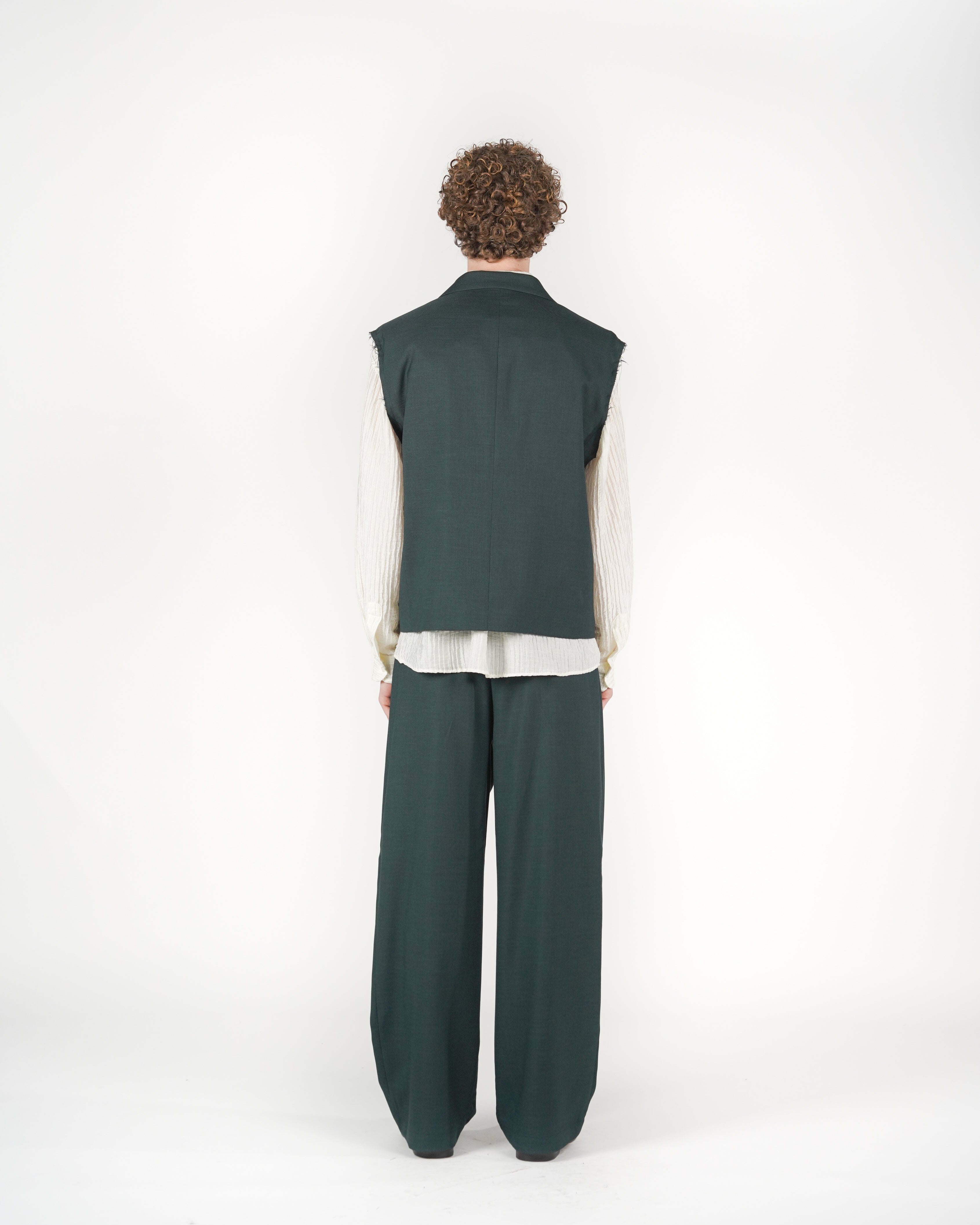 Pantalone baggy sartoriale verde melange