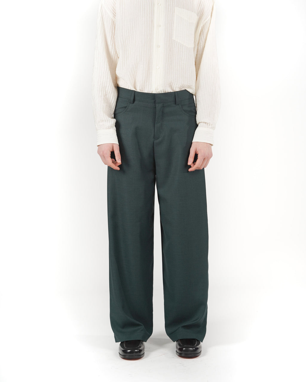 Pantalone baggy sartoriale verde melange