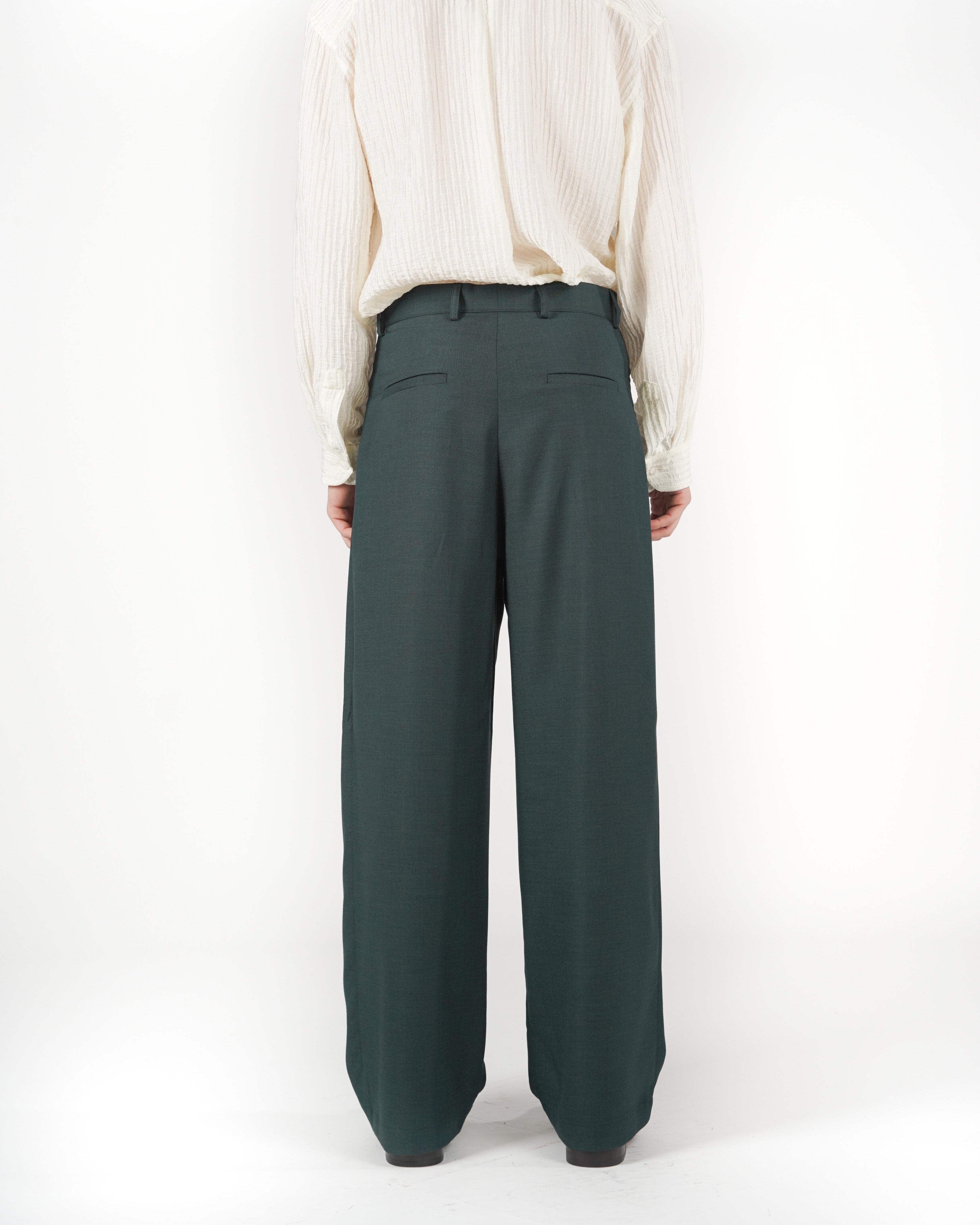 Pantalone baggy sartoriale verde melange