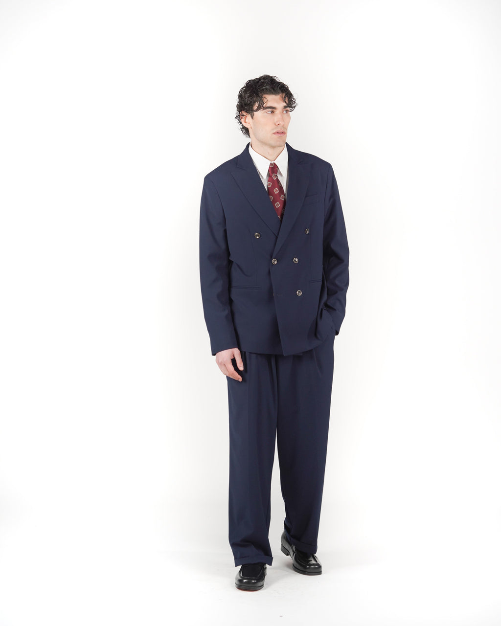 Pantalone loose fit sartoriale blu