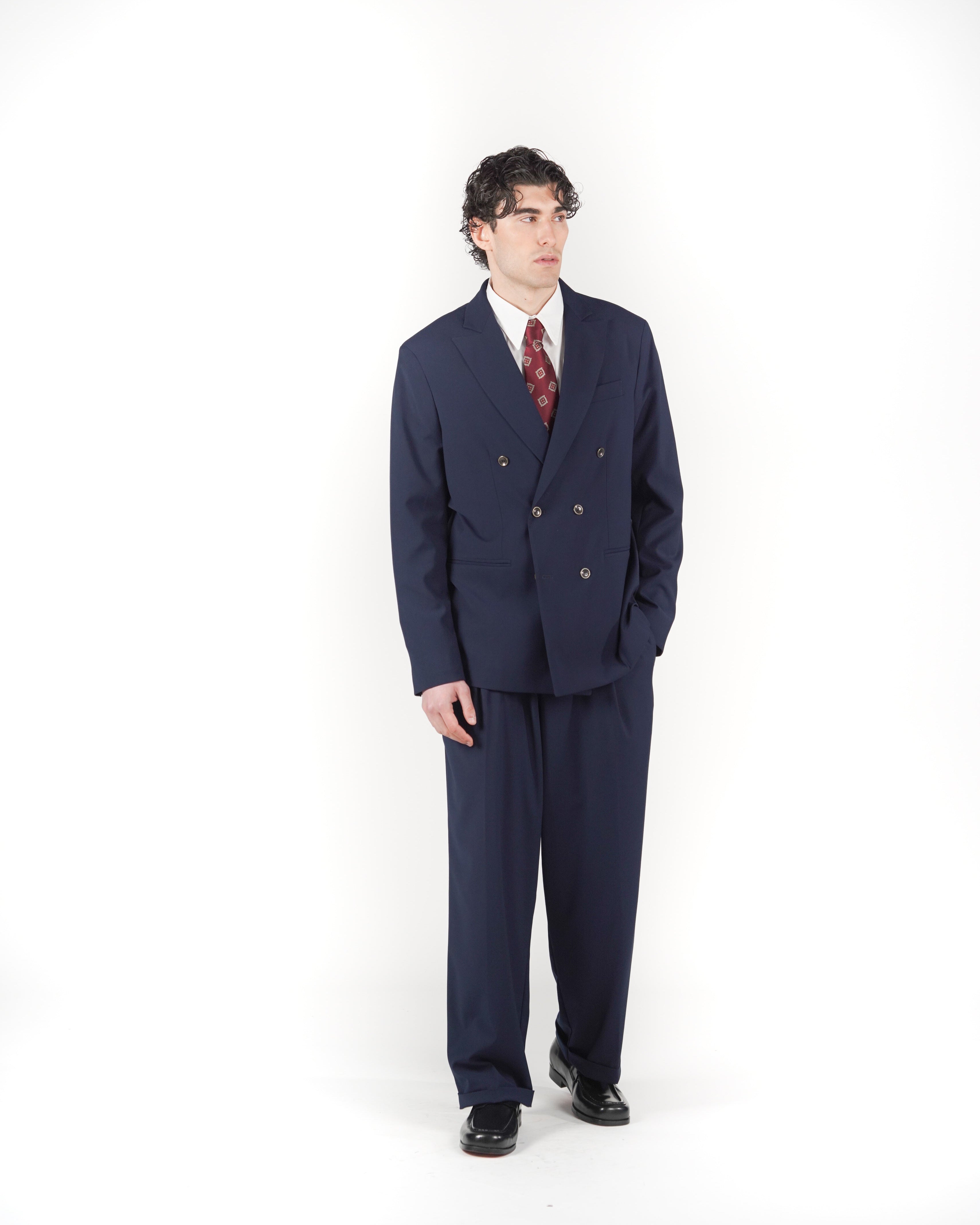 Pantalone loose fit sartoriale blu