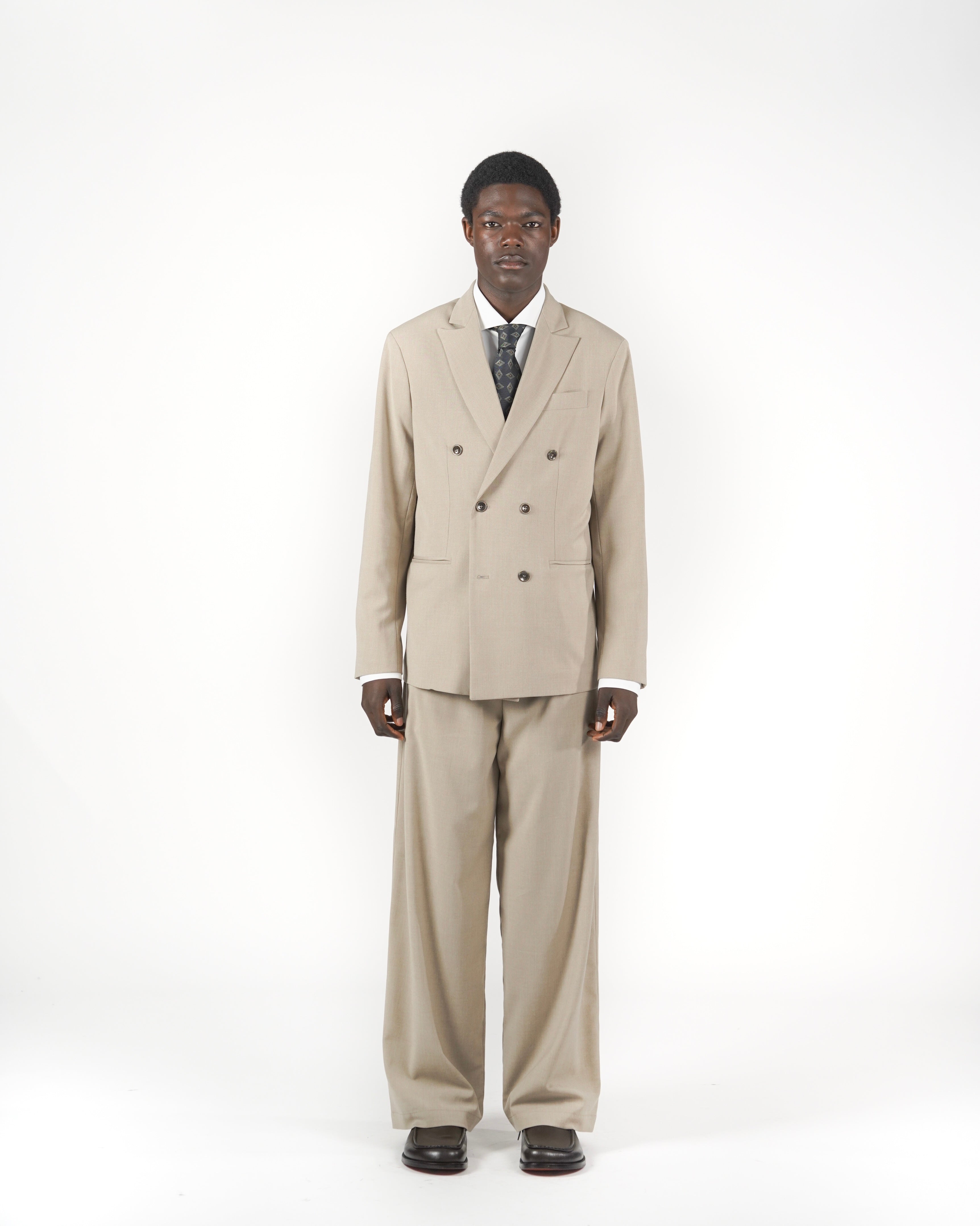 Pantalone baggy sartoriale beige