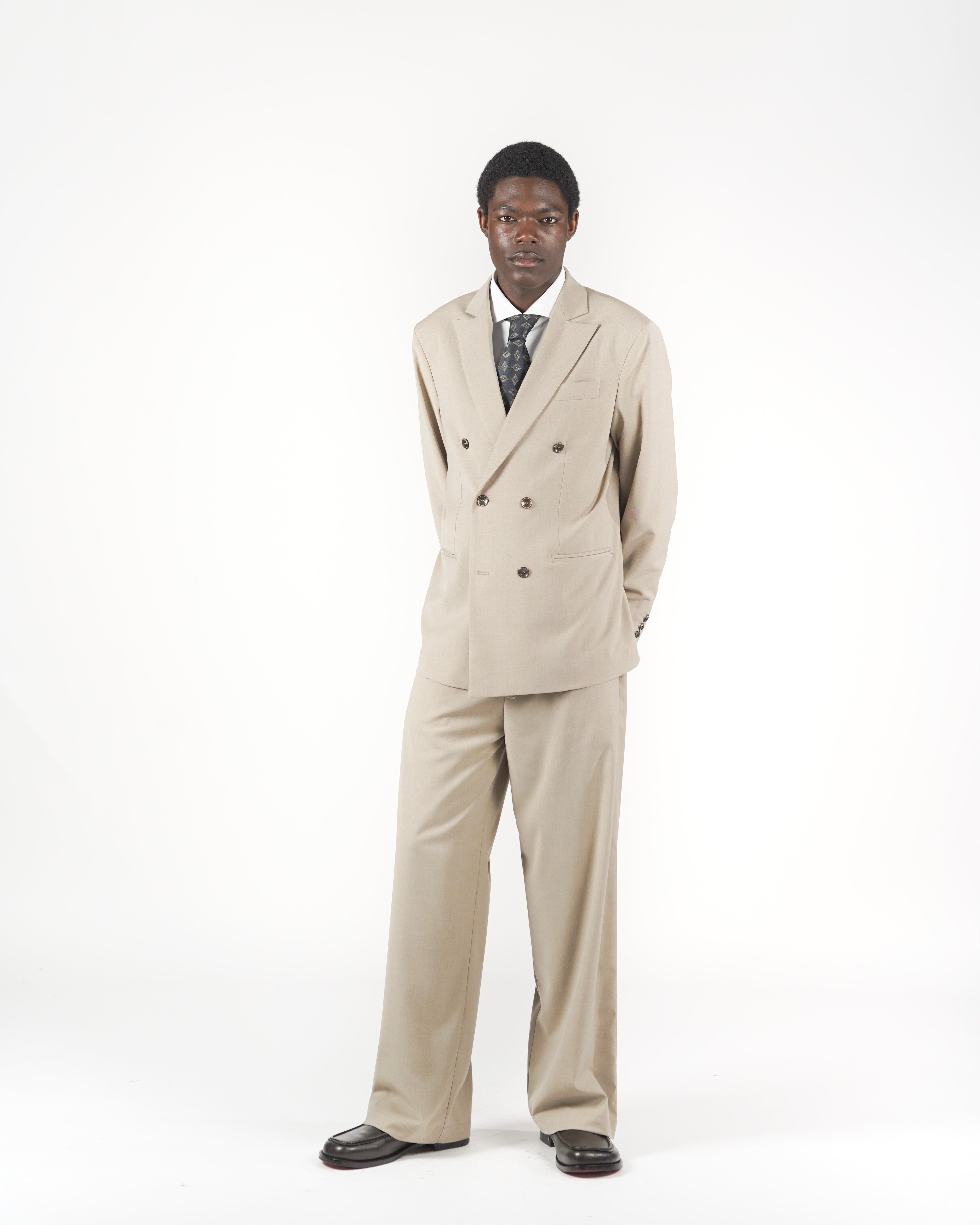 Pantalone baggy sartoriale beige
