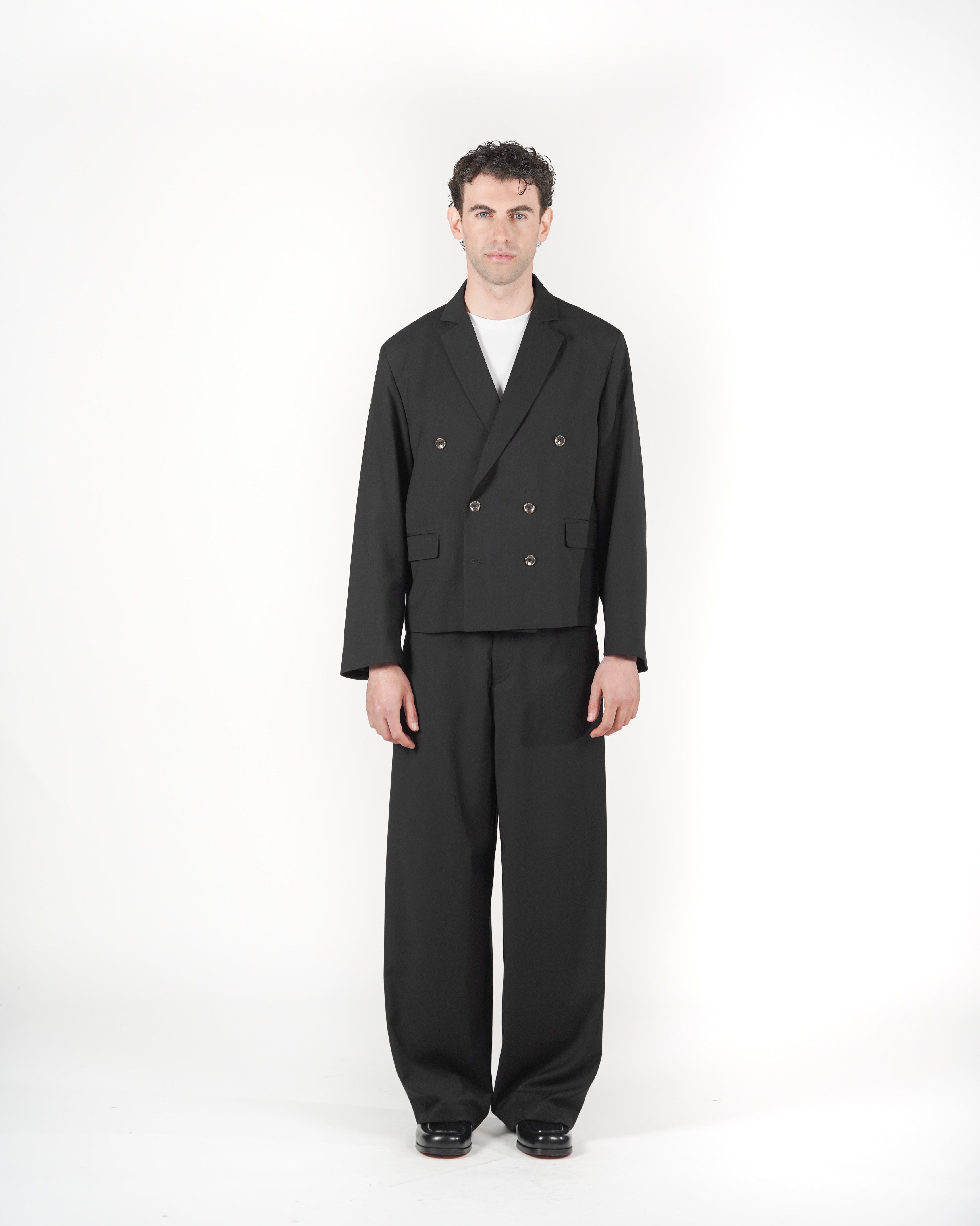 Giacca doppiopetto crop nera