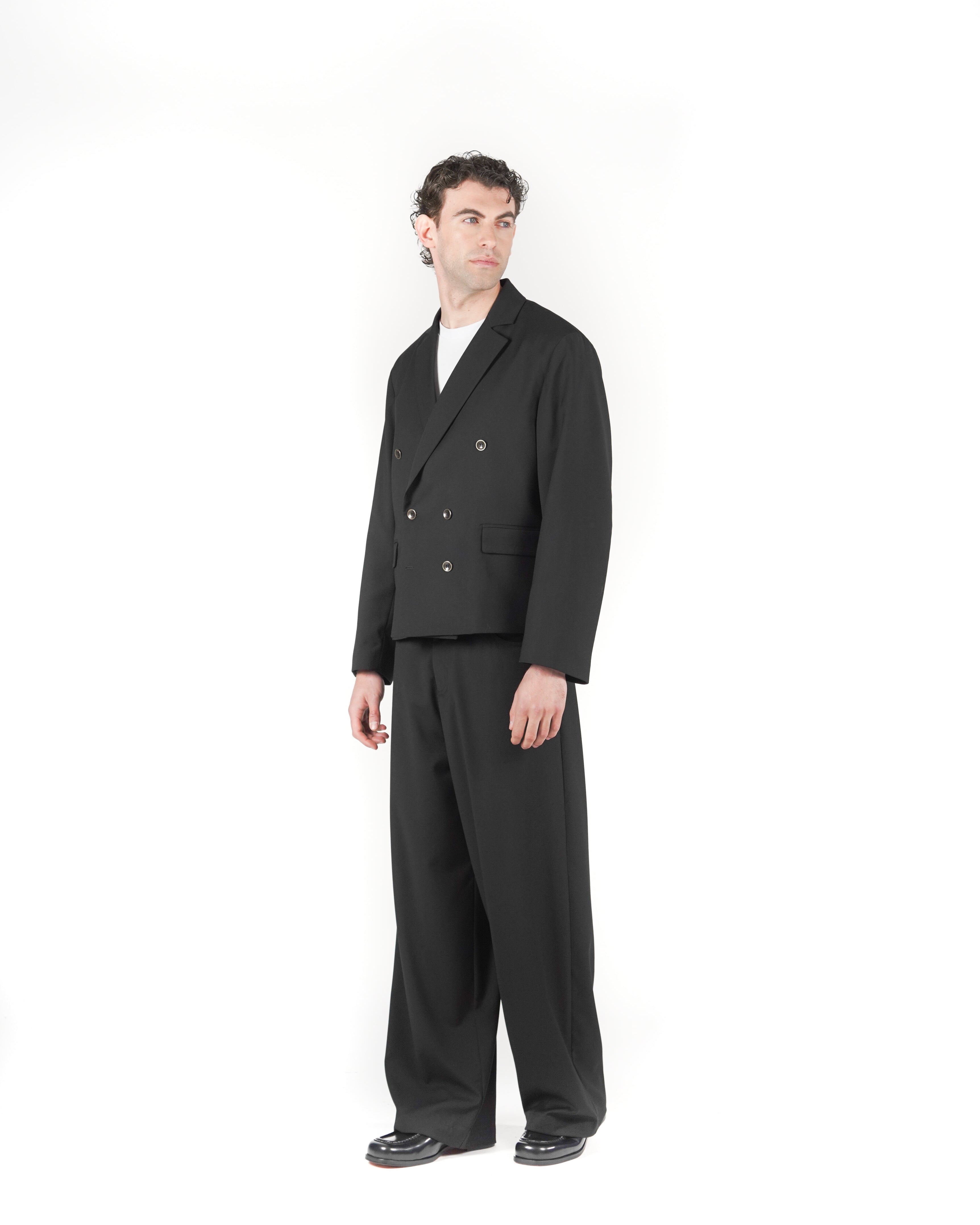 Giacca doppiopetto crop nera