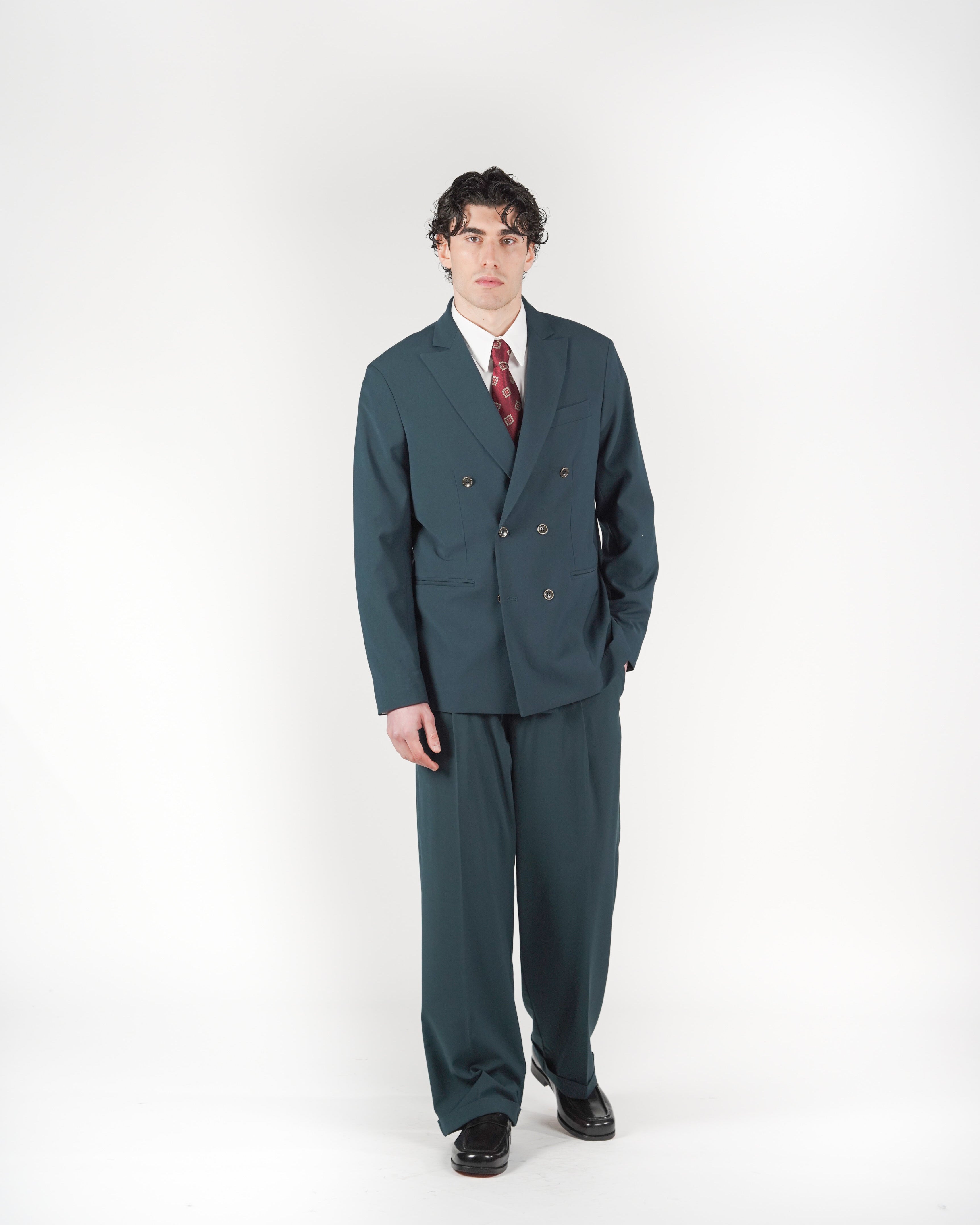 Pantalone loose fit sartoriale verde acqua