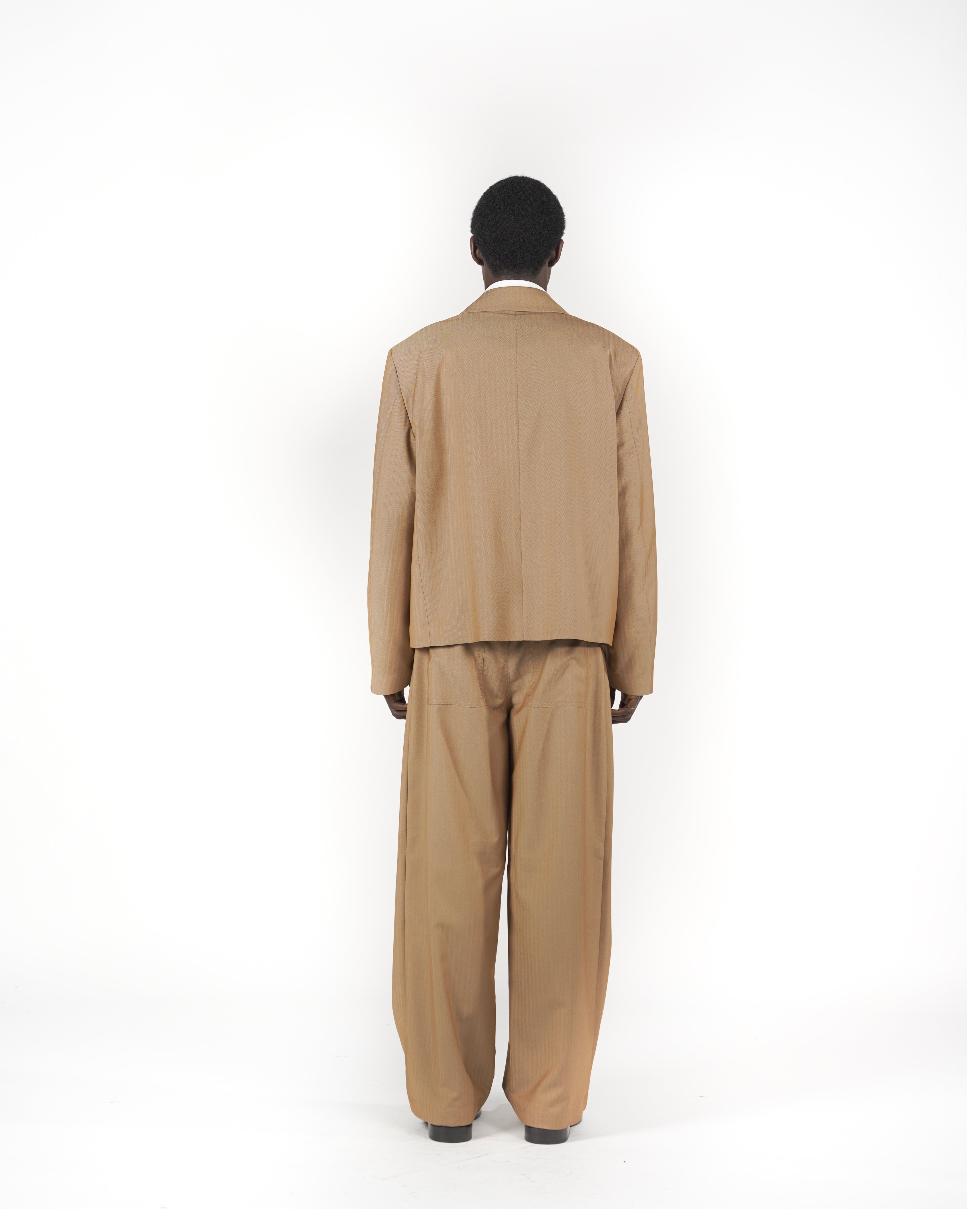 Giacca monopetto crop solarium beige