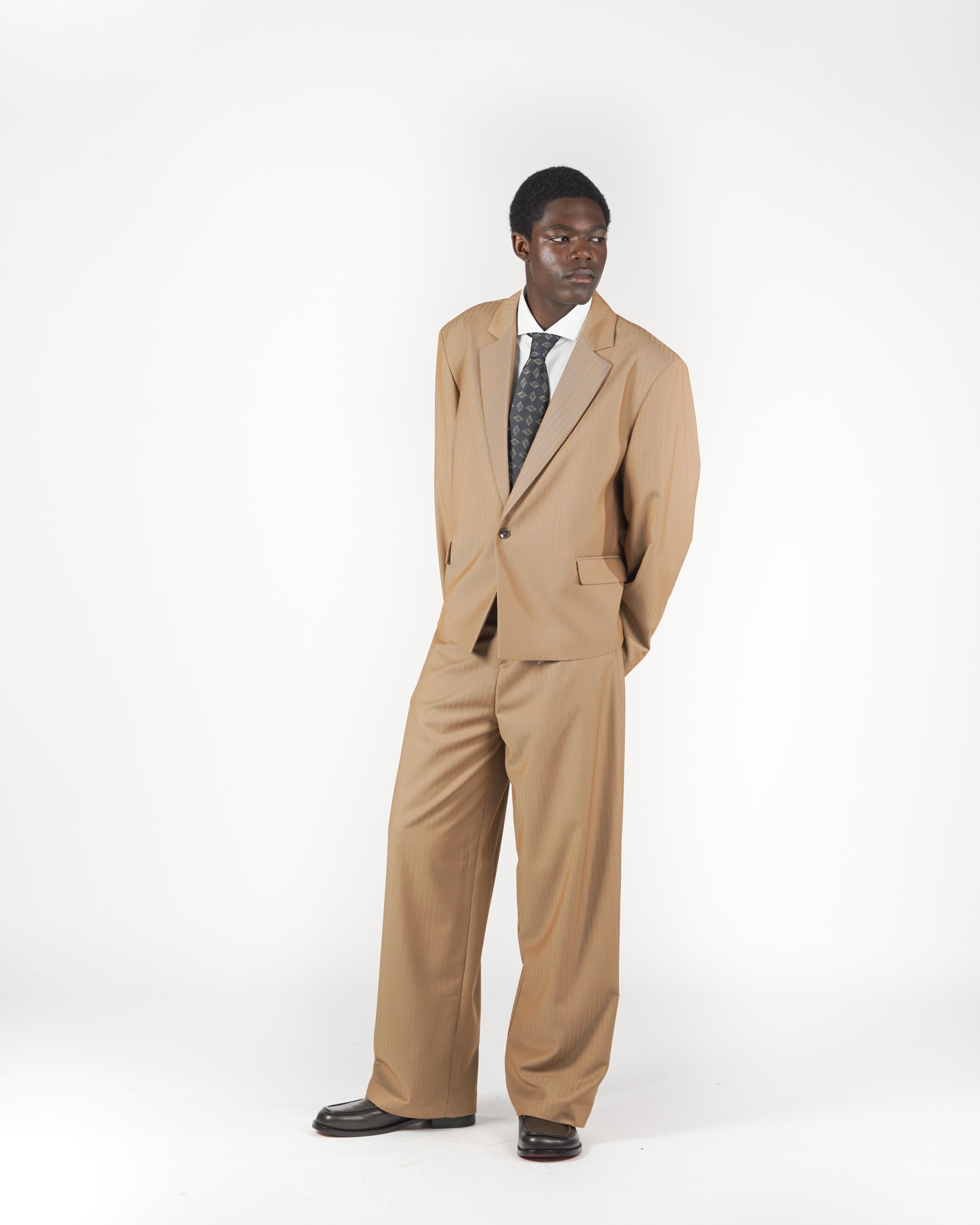 Giacca monopetto crop solarium beige