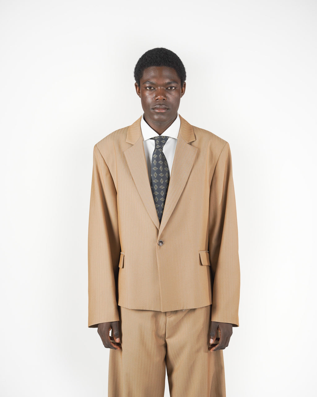 Giacca monopetto crop solarium beige