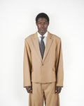 Giacca monopetto crop solarium beige