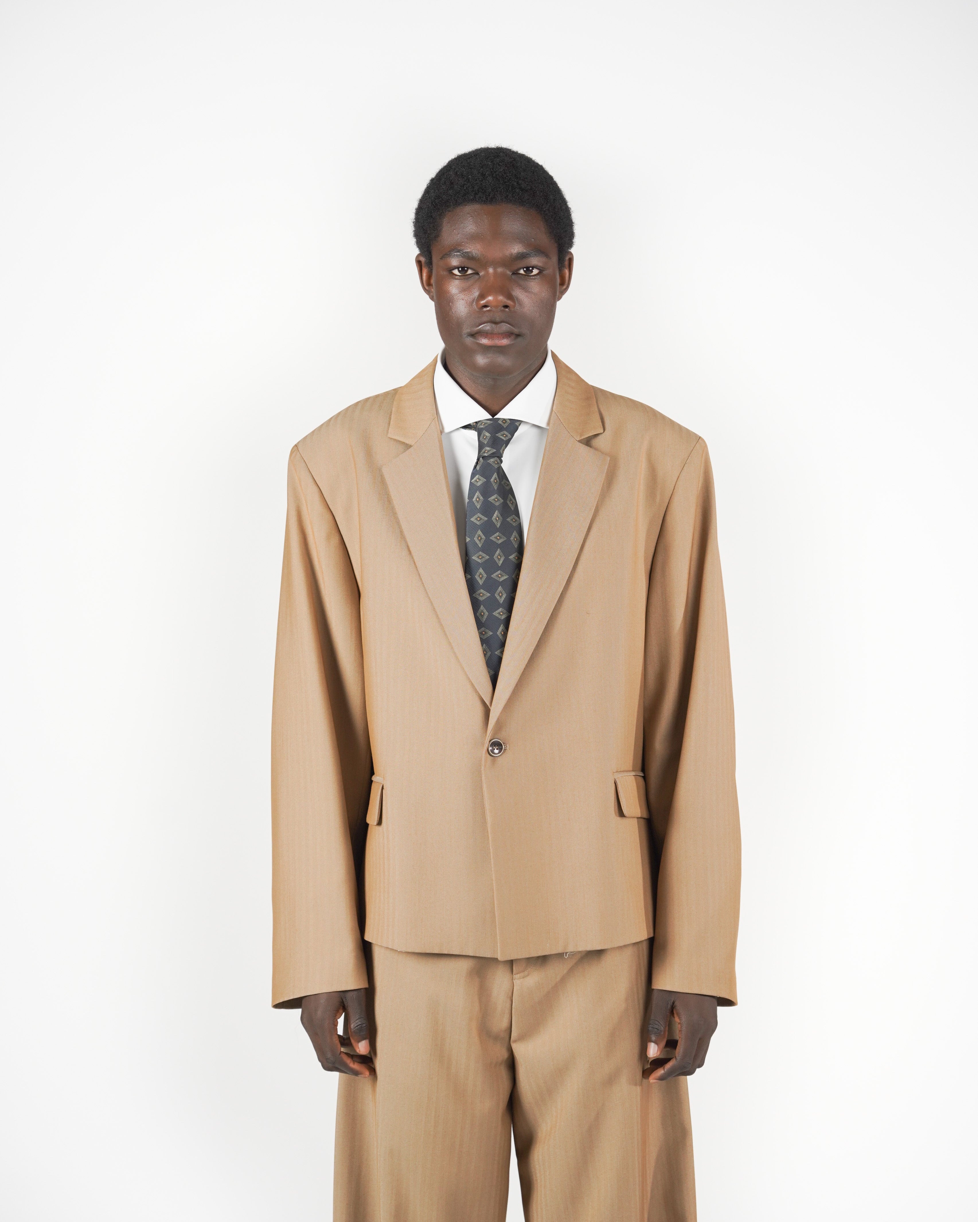 Giacca monopetto crop solarium beige